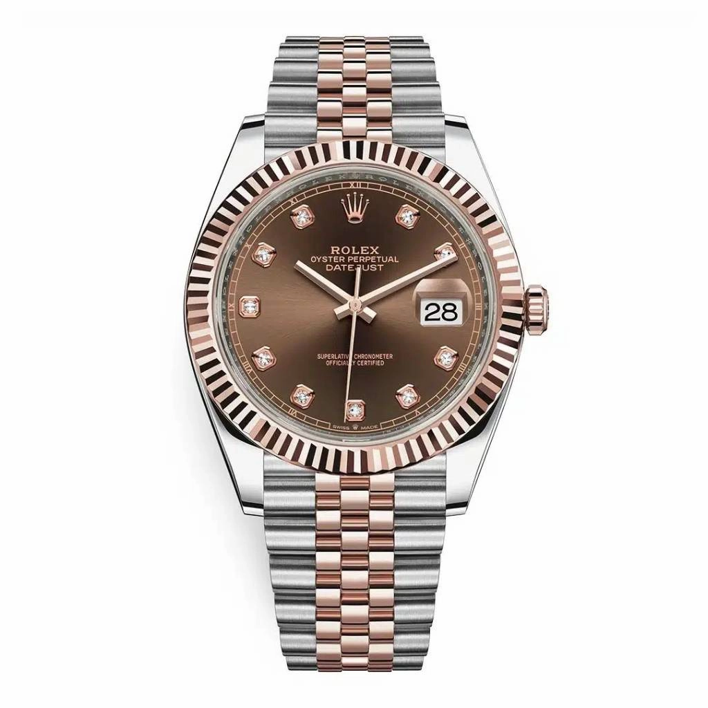 Rolex Datejust 41mm - Ref: 126331-0004 - Chocolate Diamond Dial, Two Tone Stainless Steel & 18K Rose Gold Jubilee Bracelet Men's Watch