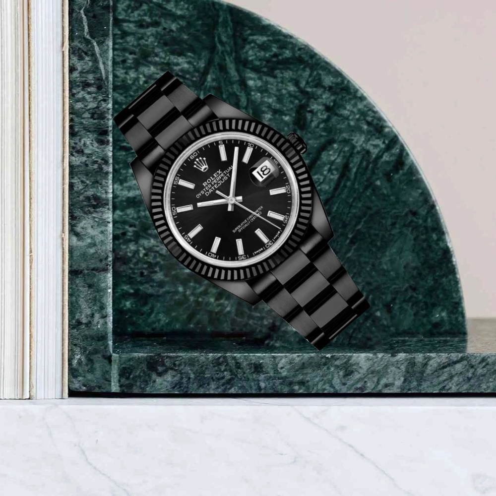 Rolex Datejust 41mm - Ref: 126334-0017 (PVD) - Black Stick Dial, Black PVD Stainless Steel Oyster Bracelet Men's Watch