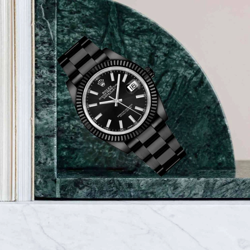 Rolex Datejust 41mm - Ref: 126334-0017 (PVD) - Black Stick Dial, Black PVD Stainless Steel Oyster Bracelet Men's Watch