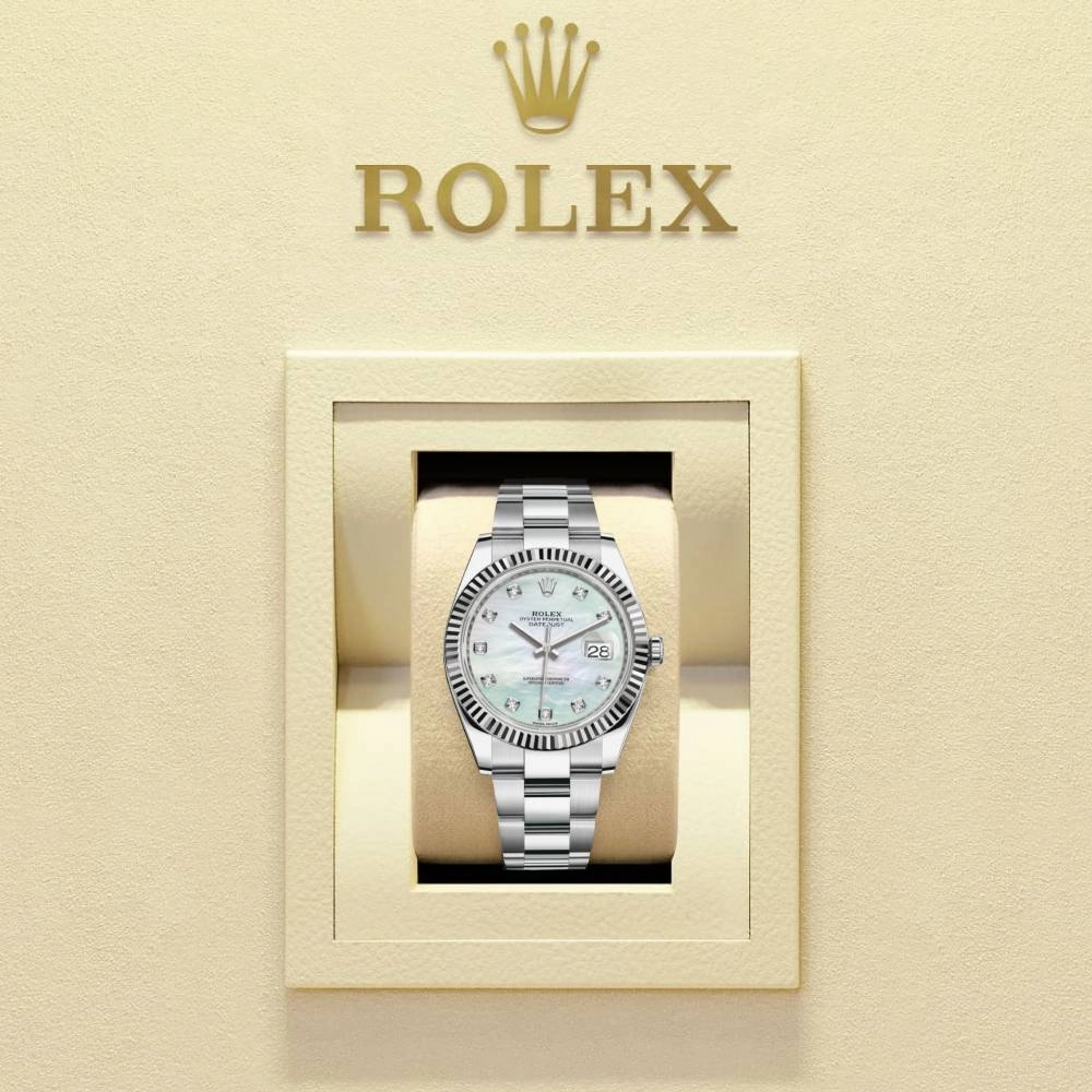 Rolex Datejust 41mm - Ref: 126334-0019 - White Mother of Pearl Diamond Dial, Stainless Steel Oyster Bracelet Men's Watch