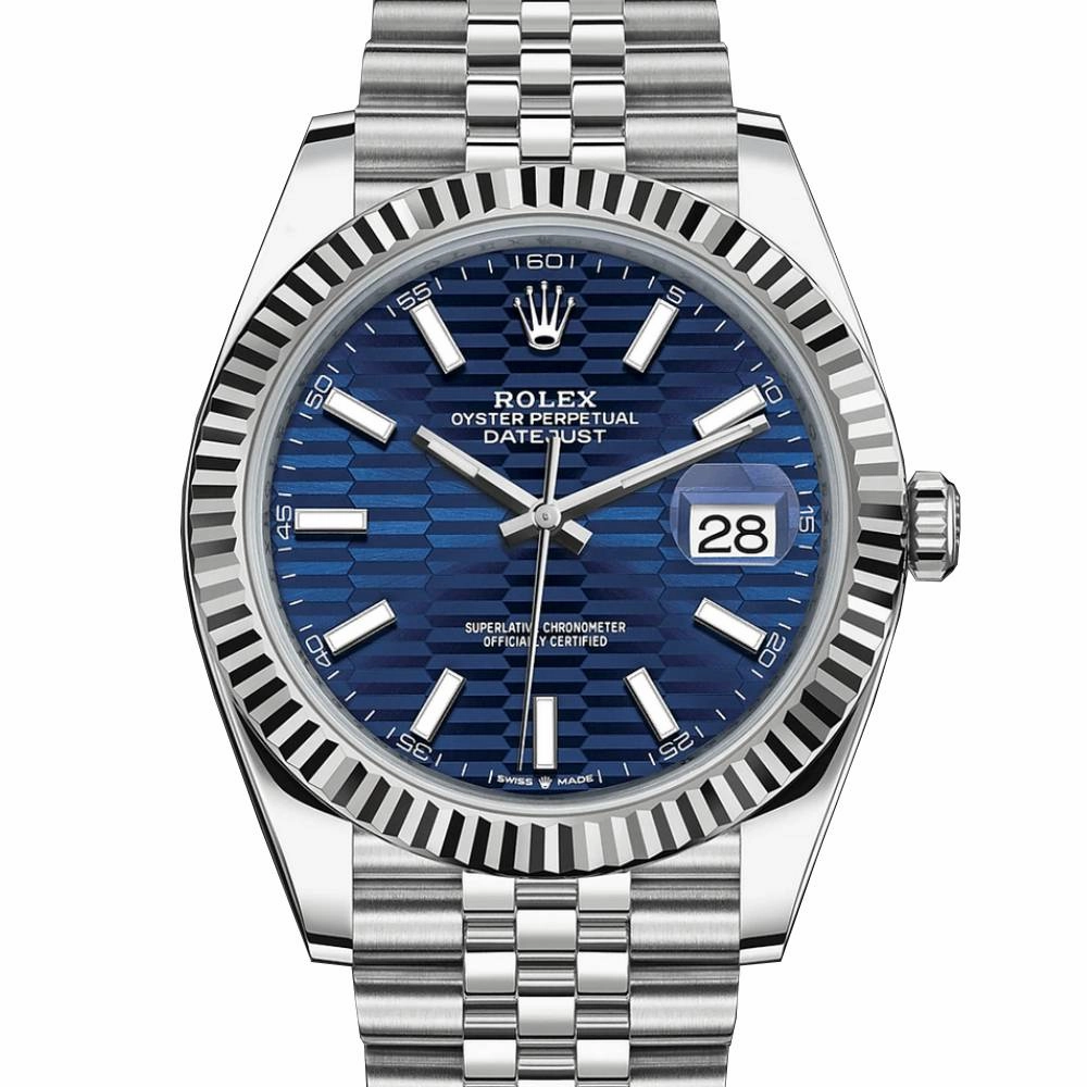 Rolex Datejust 41mm - Ref: 126334 - Blue Motif Dial, Stainless Steel Jubilee Bracelet Men's Watch