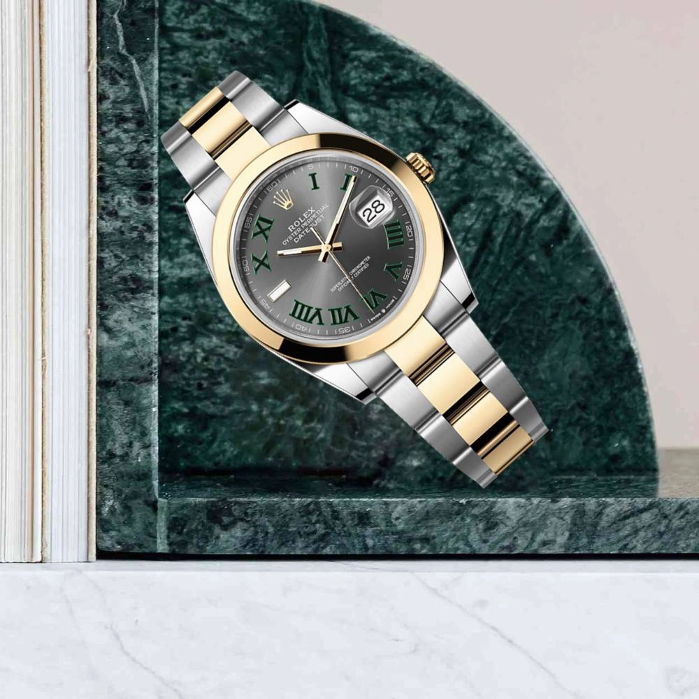 Rolex Datejust 41mm - Ref: ROL-65004 - Wimbledon Slate Dial, Two Tone Stainless Steel & 18K Yellow Gold Oyster Bracelet Men's Watch