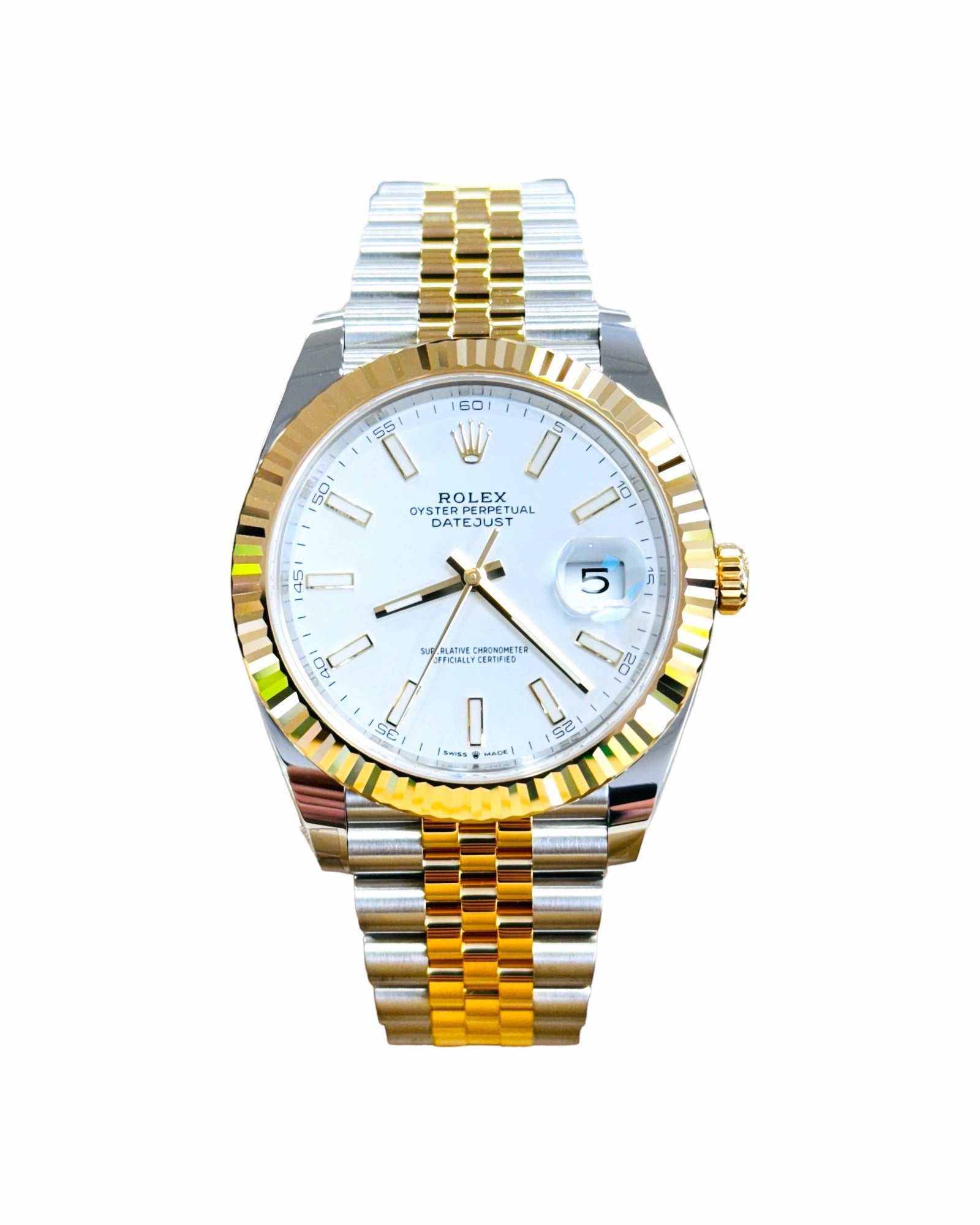 Rolex Datejust 41mm Two Tone White Index Dial Jubilee 126333 Unworn Box and Papers