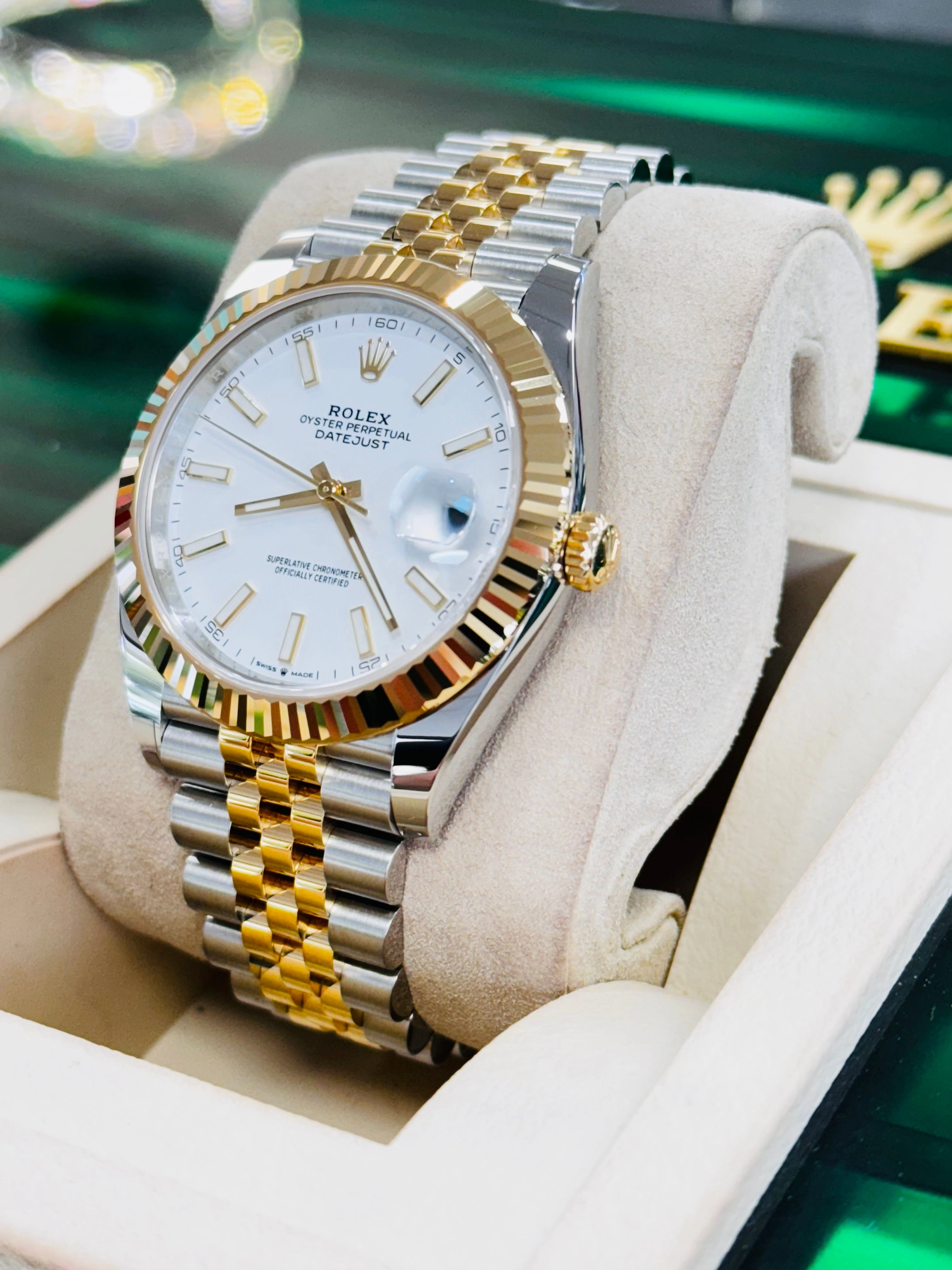 Rolex Datejust 41mm Two Tone White Index Dial Jubilee 126333 Unworn Box and Papers