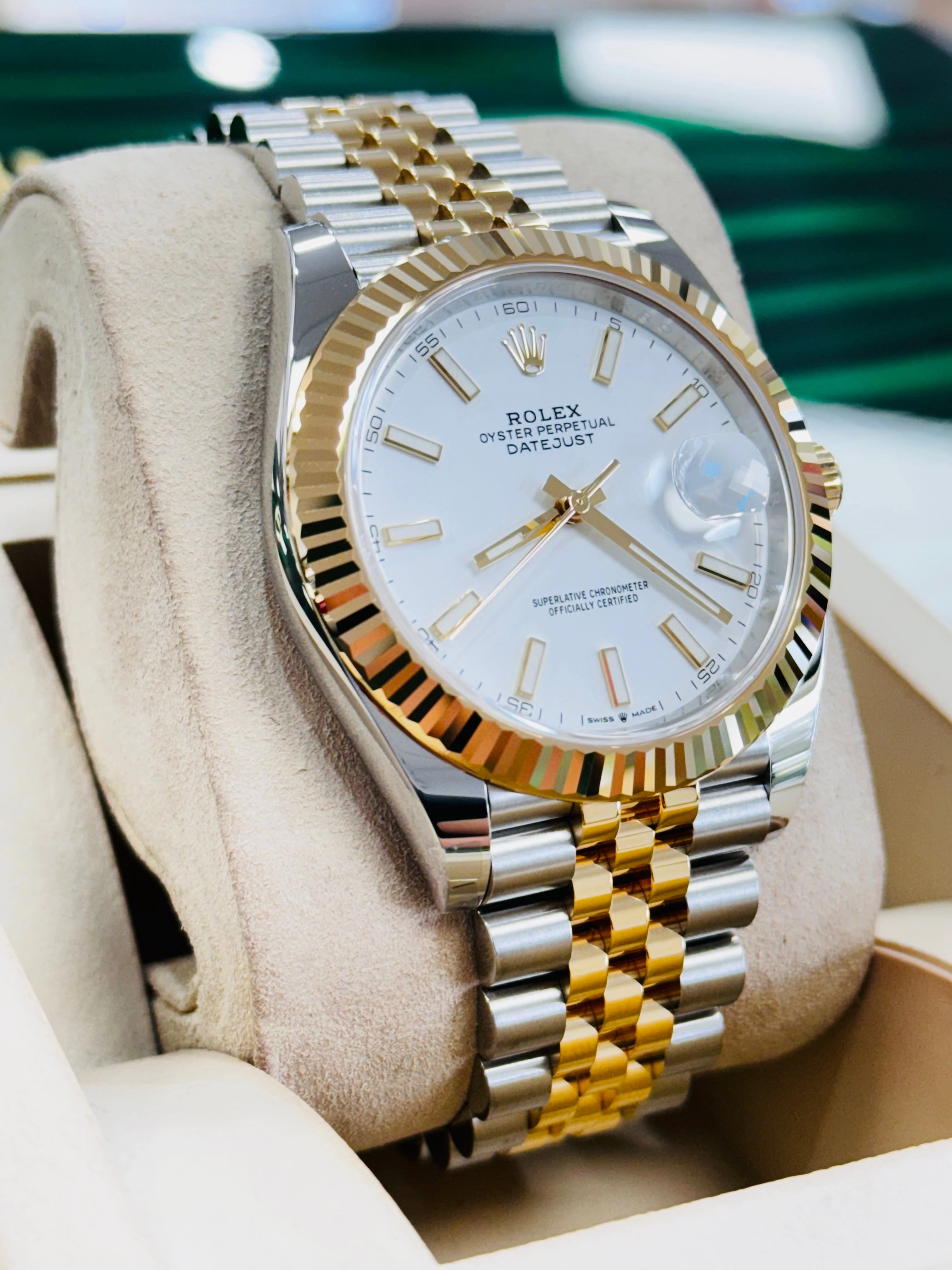 Rolex Datejust 41mm Two Tone White Index Dial Jubilee 126333 Unworn Box and Papers