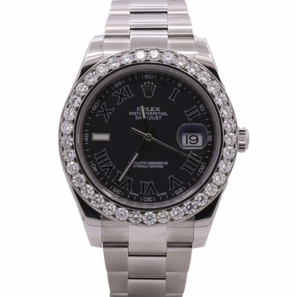 Rolex Datejust II 41mm - Ref: 116300 - Black Dial & Diamond Bezel, Stainless Steel Oyster Bracelet Men's Watch