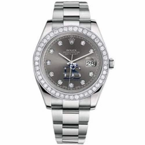 Rolex Datejust II 41mm - Ref: 116300 db - Slate Grey Dial & Diamond Bezel, Stainless Steel Oyster Bracelet Men's Watch