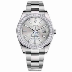 Rolex Datejust II 41mm - Ref: 116300 sdb - Silver Dial & Diamond Bezel, Stainless Steel Oyster Bracelet Men's Watch