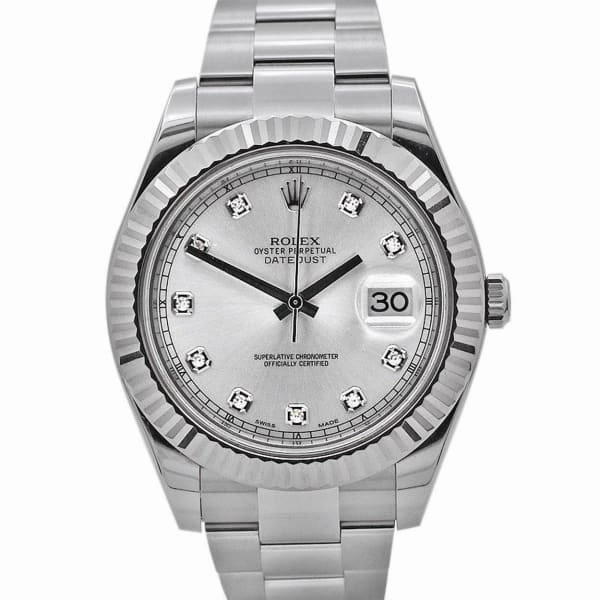 Rolex Datejust II 41mm - Ref: 116334 - Silver Diamond Dial, Stainless Steel Oyster Bracelet Men's Watch