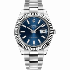 Rolex Datejust II 41mm - Ref: 116334blro - Blue Stick Dial, Stainless Steel Oyster Bracelet Men's Watch
