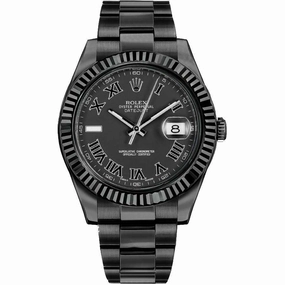 Rolex Datejust II 41mm - Ref: 116334RBLAO (PVD) - Black Roman Dial, PVD Stainless Steel Oyster Bracelet Men's Watch