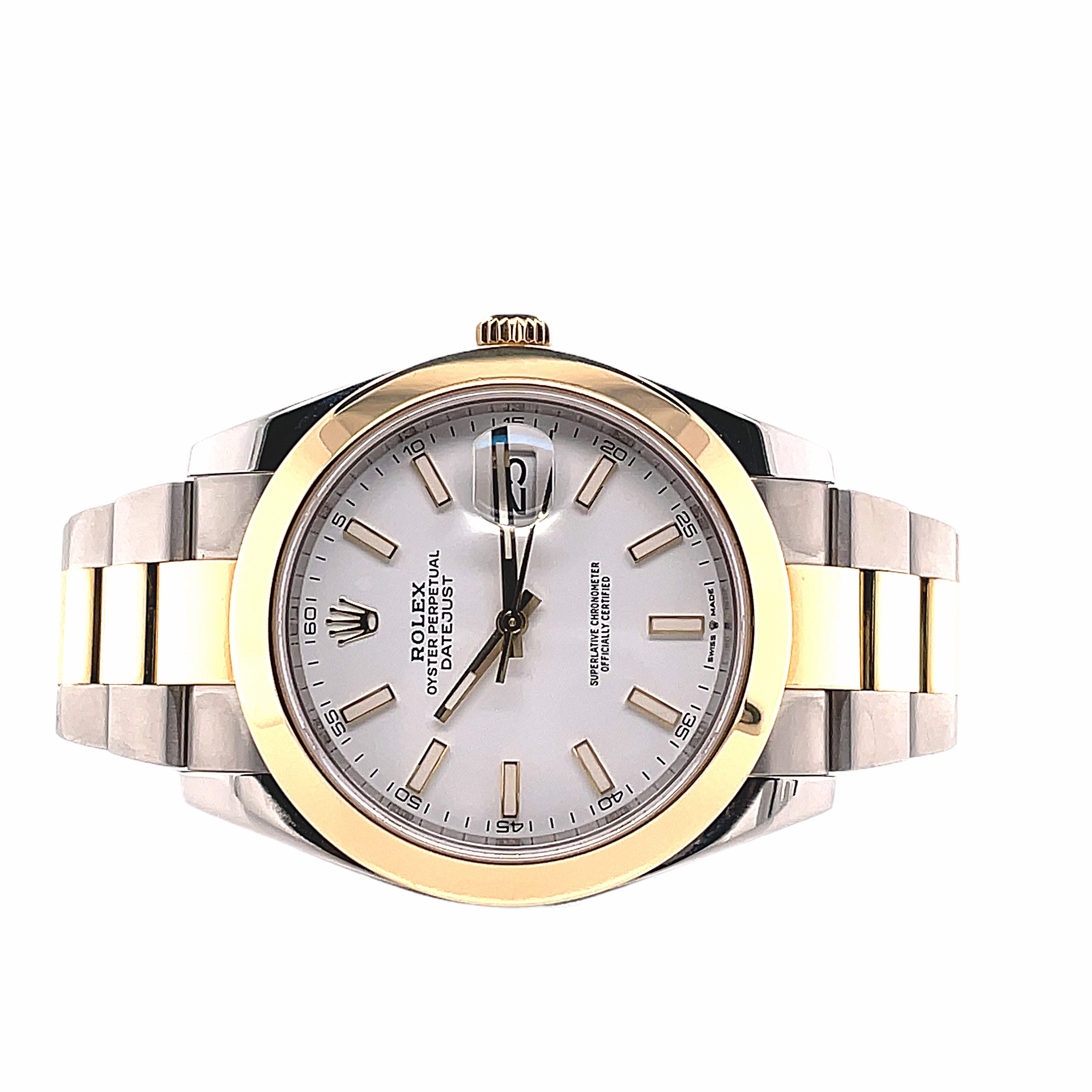 Rolex Datejust II 41mm Yellow Gold & Steel White Stick Dial & Smooth Bezel 126303