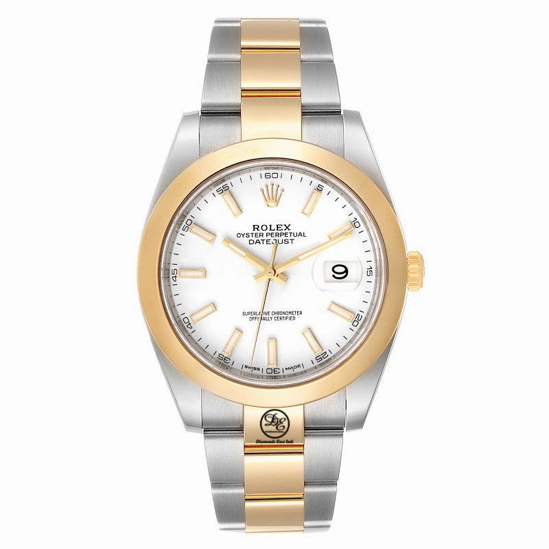 Rolex Datejust II 41mm Yellow Gold & Steel White Stick Dial & Smooth Bezel 126303