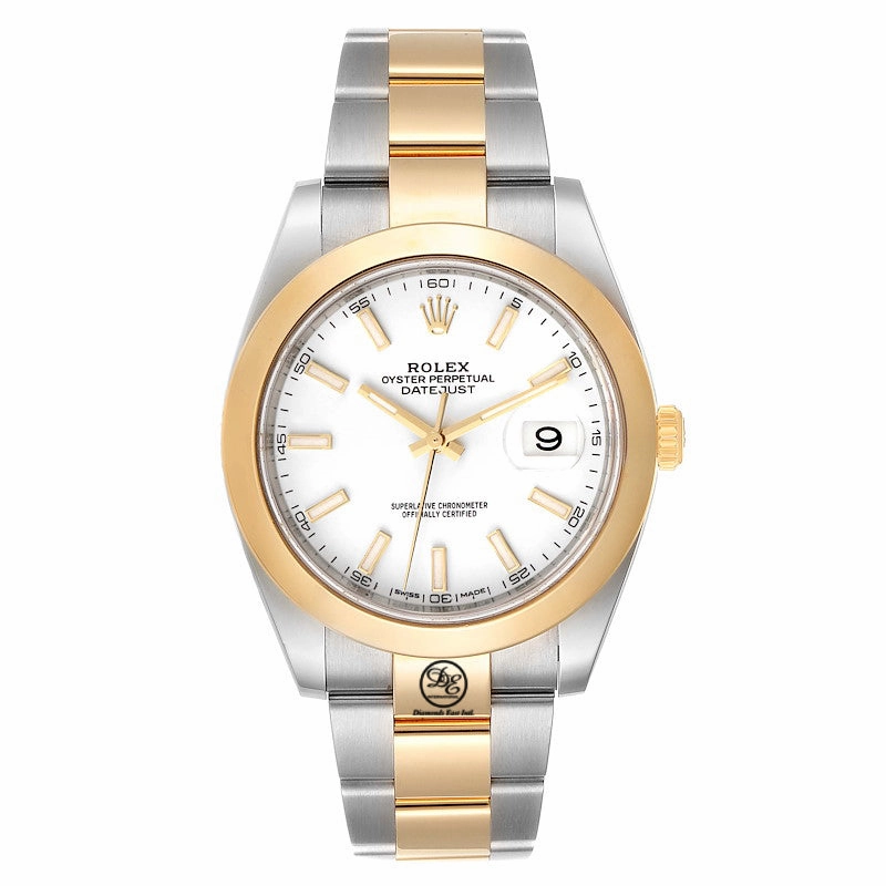 Rolex Datejust II 41mm Yellow Gold & Steel White Stick Dial & Smooth Bezel 126303