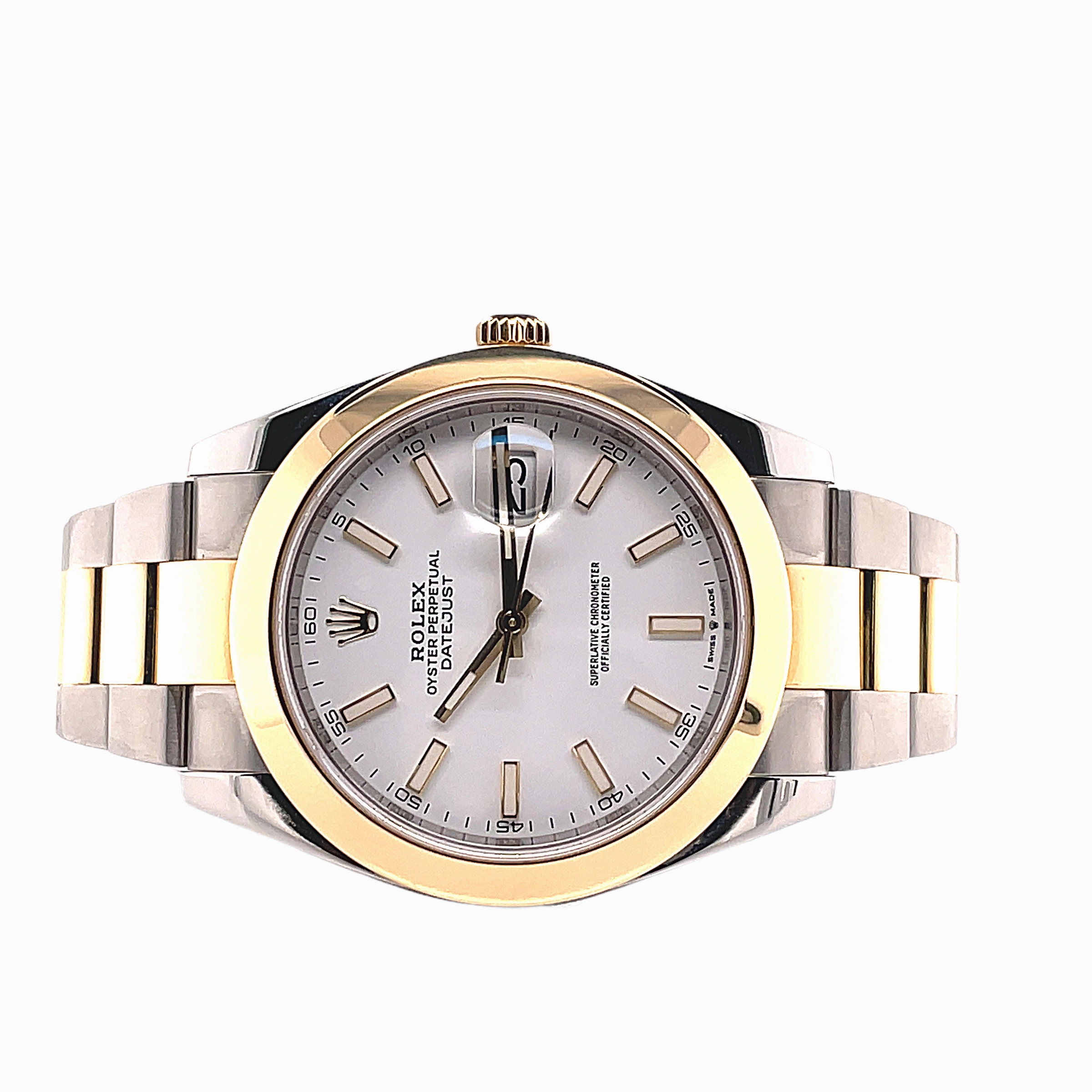 Rolex Datejust II 41mm Yellow Gold & Steel White Stick Dial & Smooth Bezel 126303