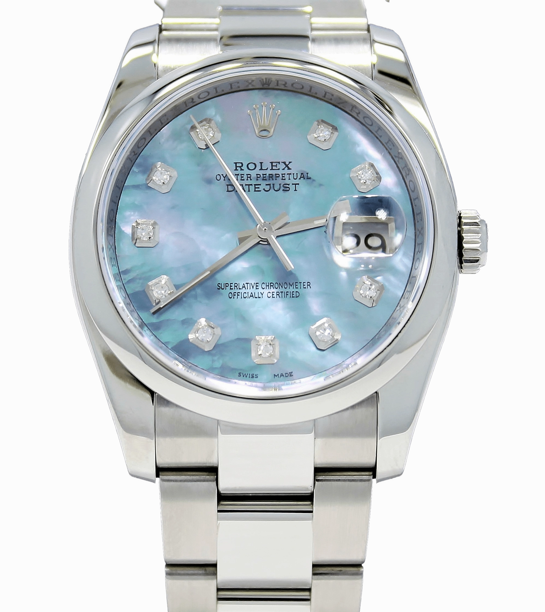 Rolex Datejust Oyster 116200 36mm Diamond Blue MOP Dial