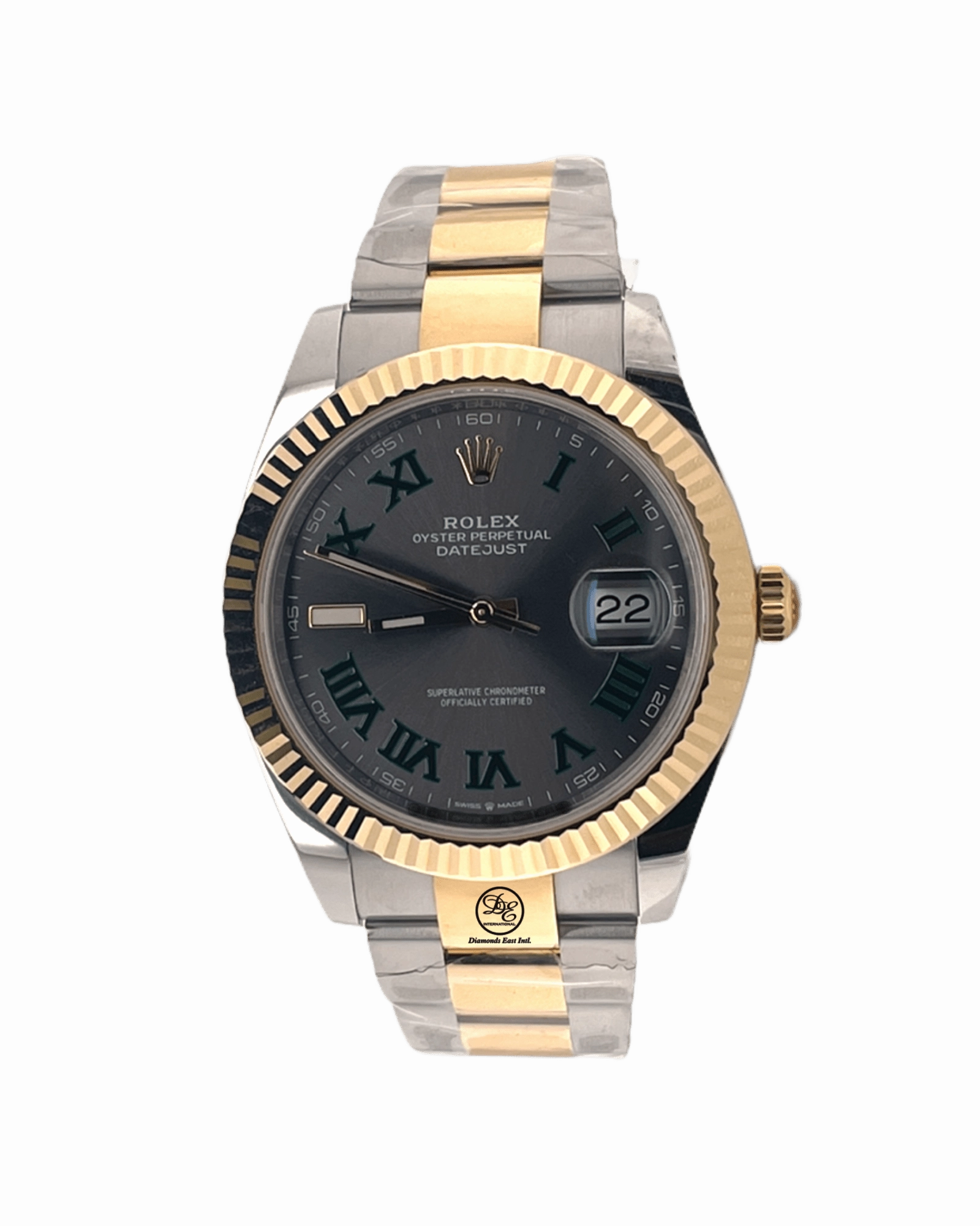 Rolex Datejust Two Tone Fluted Bezel Wimbledon Dial 41mm 126333 Unworn