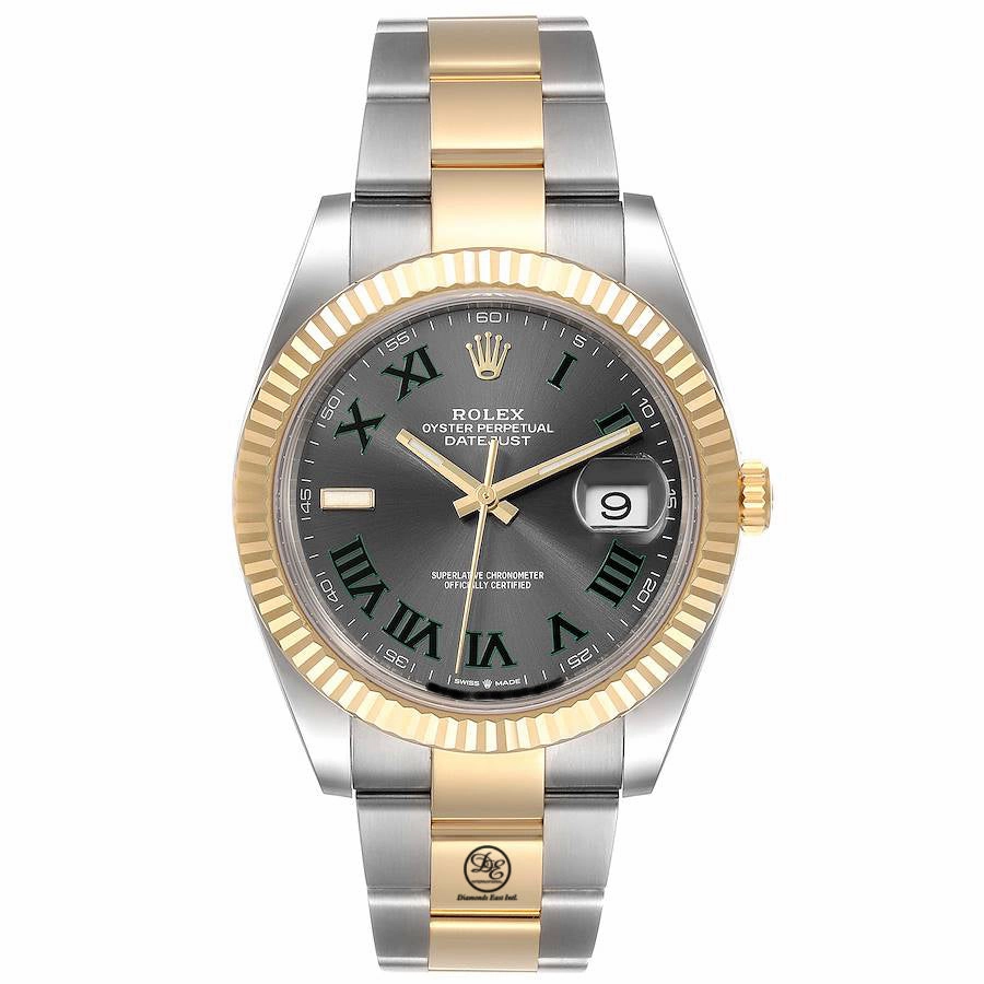 Rolex Datejust Two Tone Fluted Bezel Wimbledon Dial 41mm 126333 Unworn