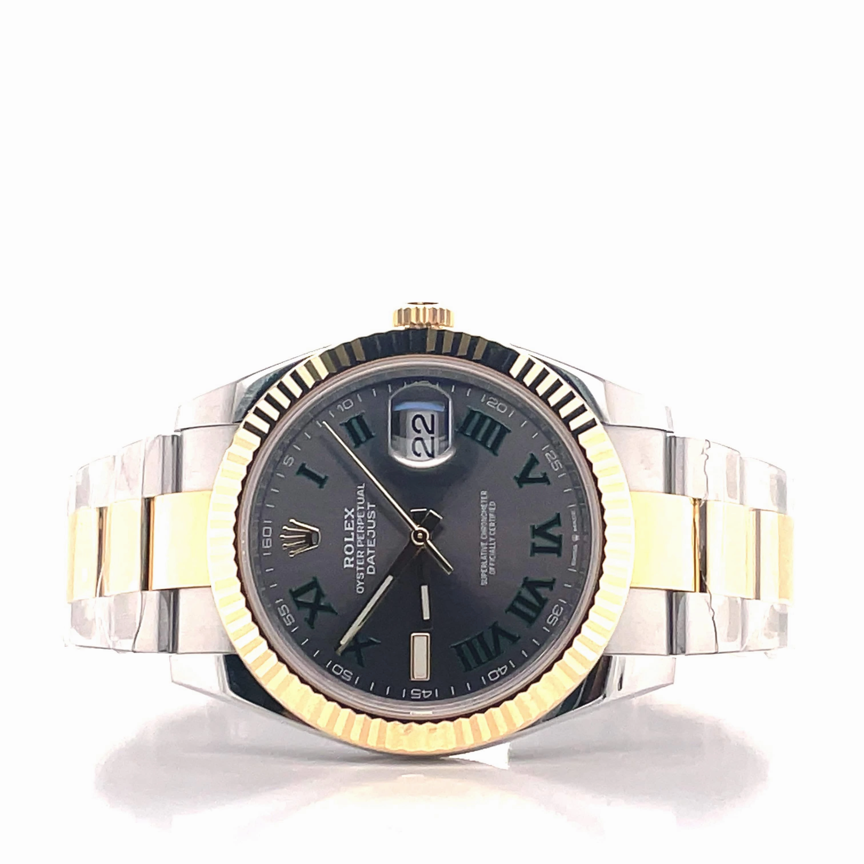 Rolex Datejust Two Tone Fluted Bezel Wimbledon Dial 41mm 126333 Unworn