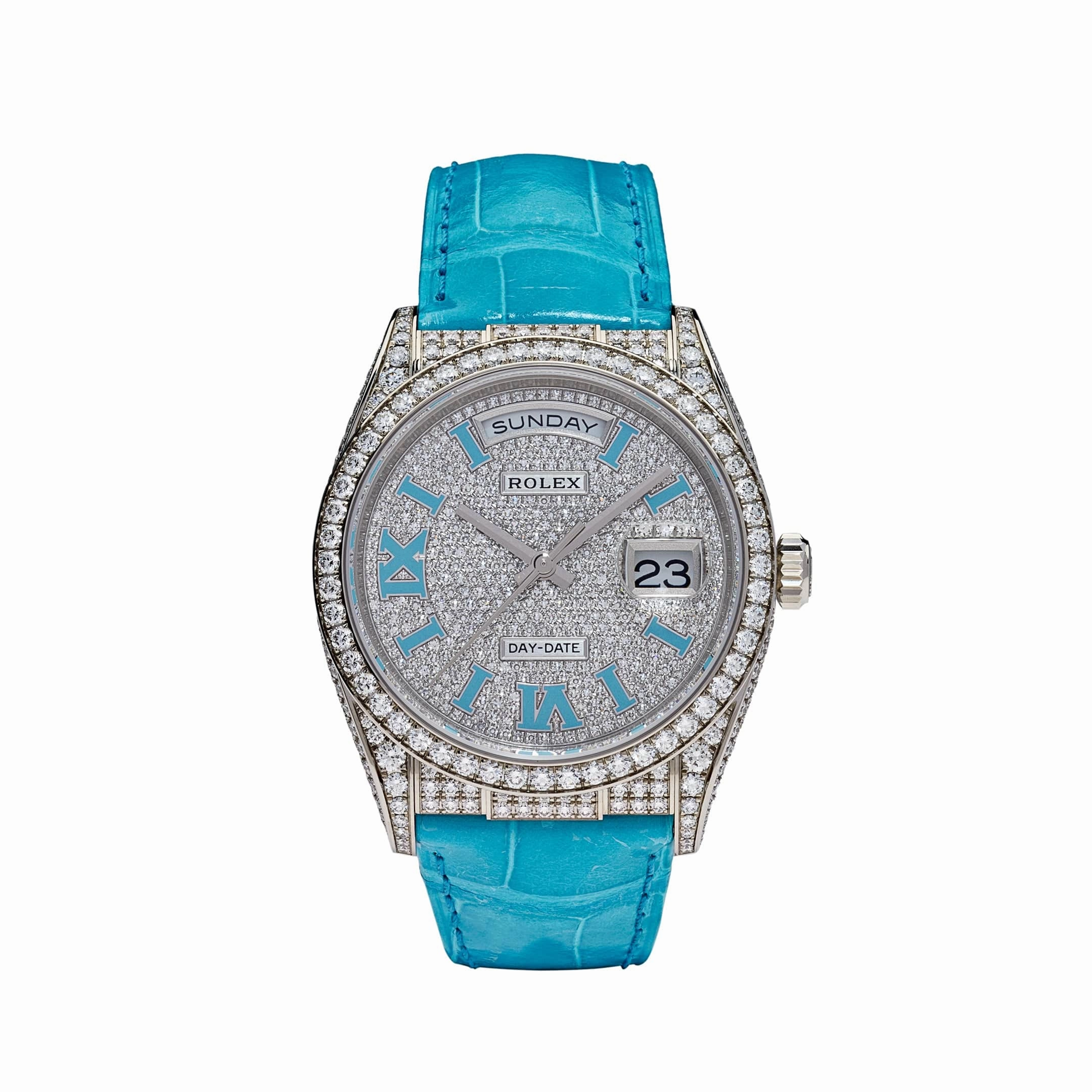 Rolex Day-Date 36 128159RBR White Gold Diamond Roman Dial (2021)