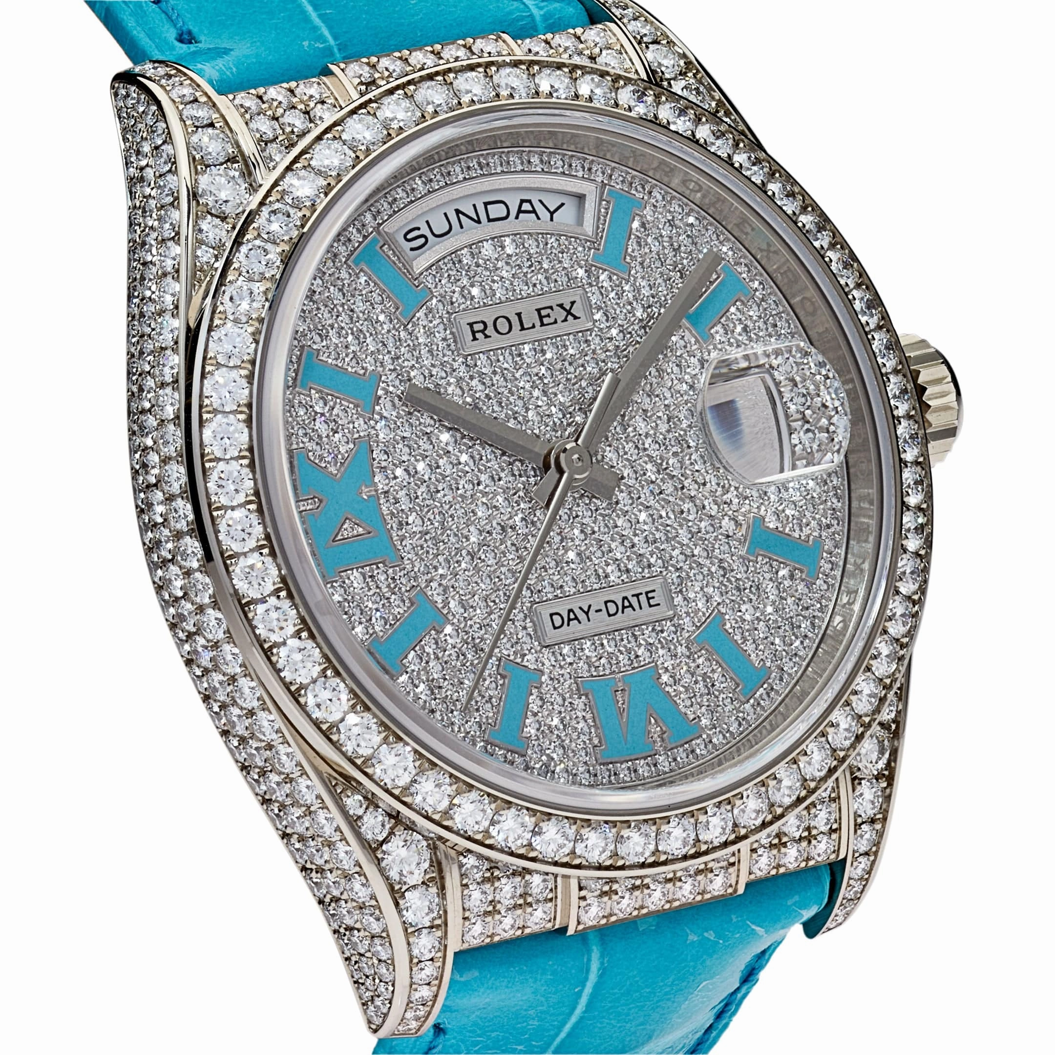 Rolex Day-Date 36 128159RBR White Gold Diamond Roman Dial (2021)
