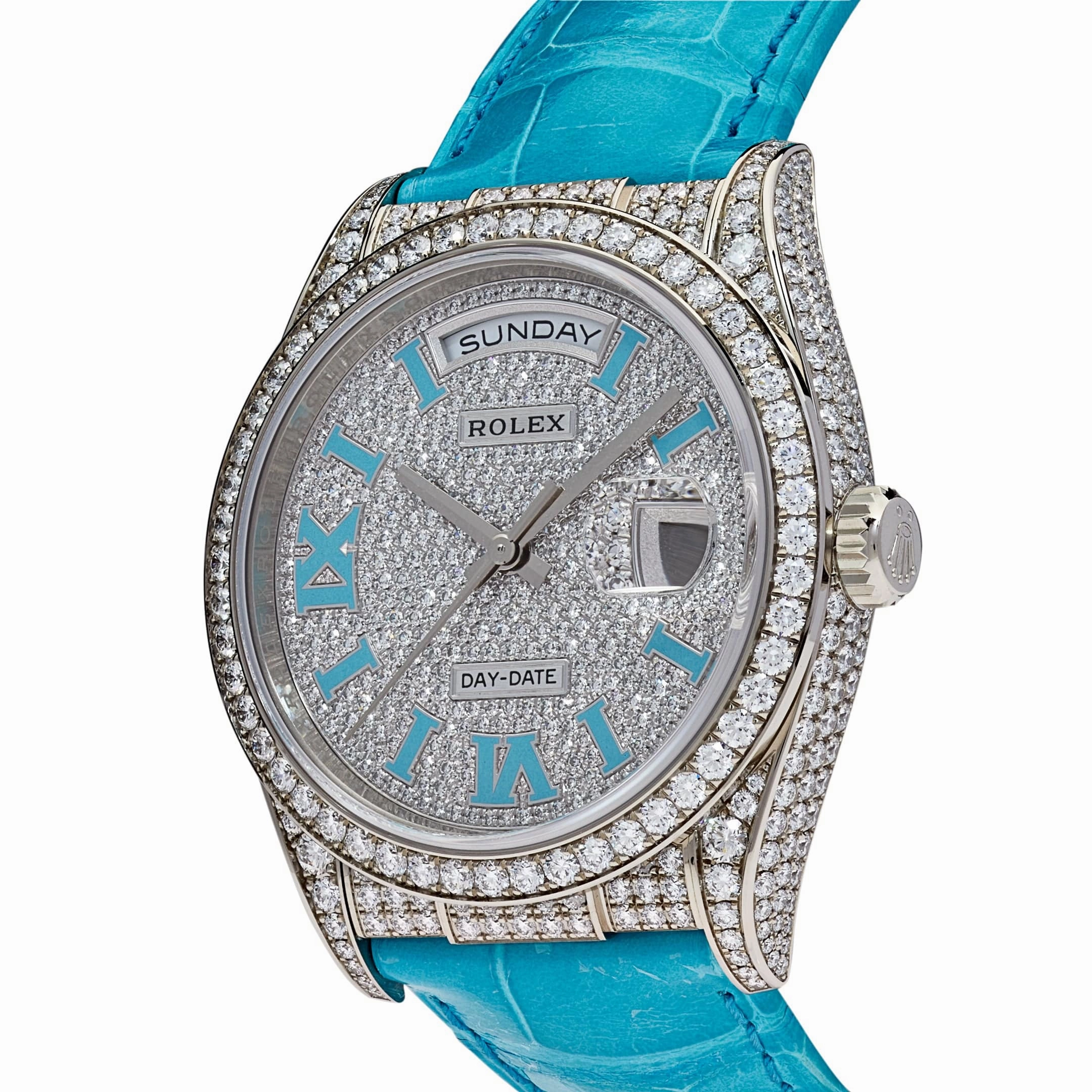 Rolex Day-Date 36 128159RBR White Gold Diamond Roman Dial (2021)