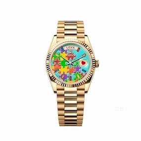 Rolex Day-Date 36 128238-0106 'Emoji Puzzle' Yellow Gold