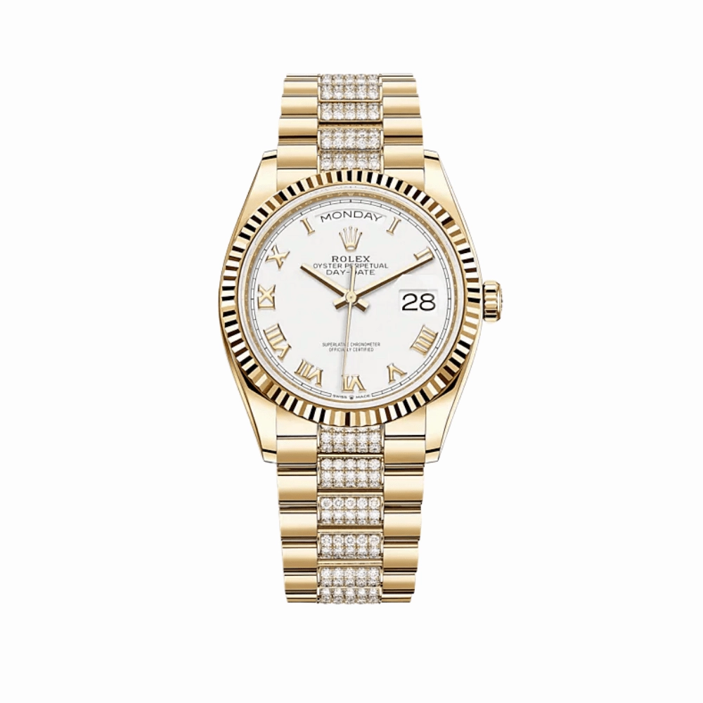 Rolex Day-Date 36 128238 Yellow Gold White Dial