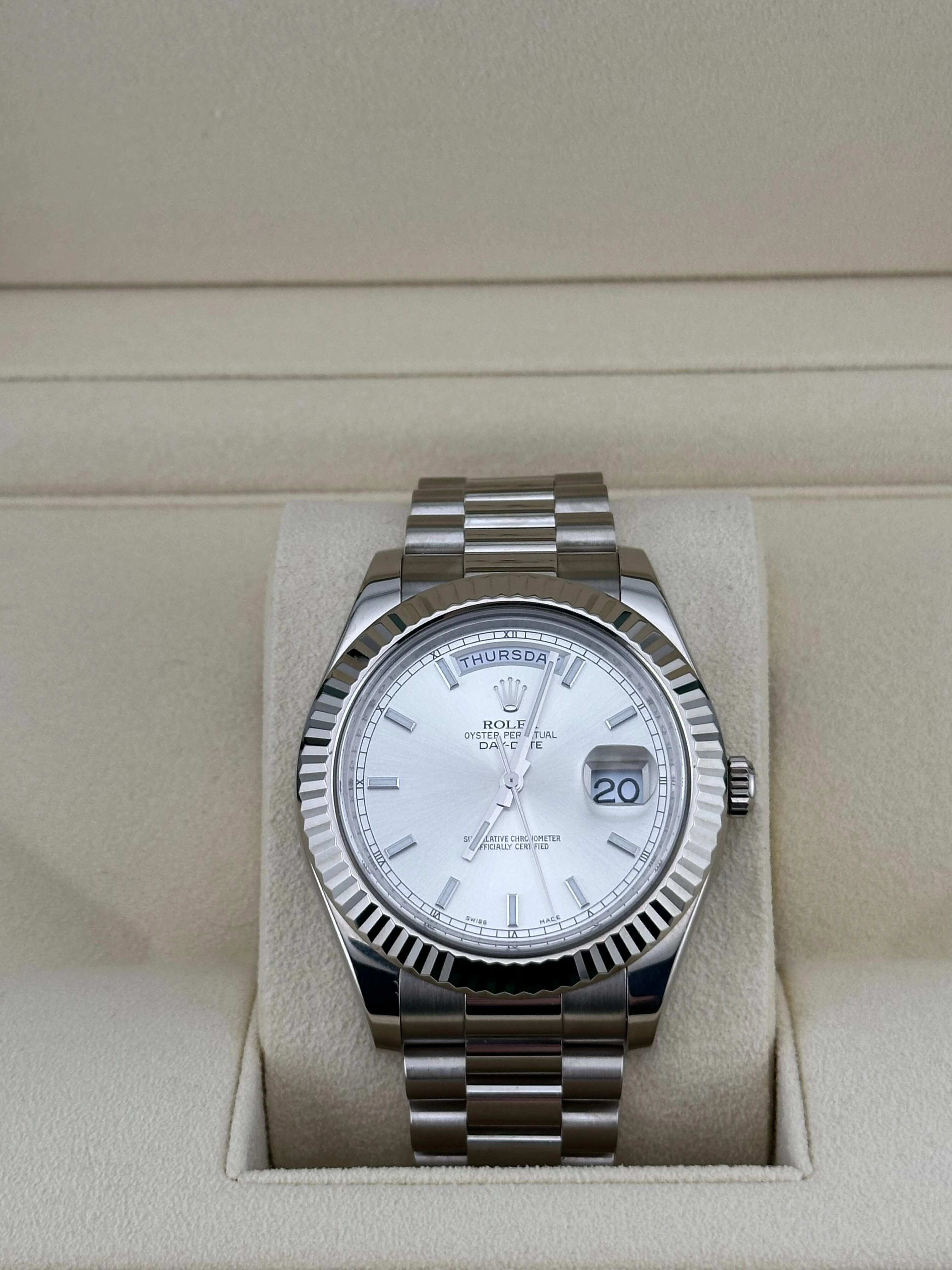 Rolex Day-Date 36 218239 White Gold Silver Dial (2022)