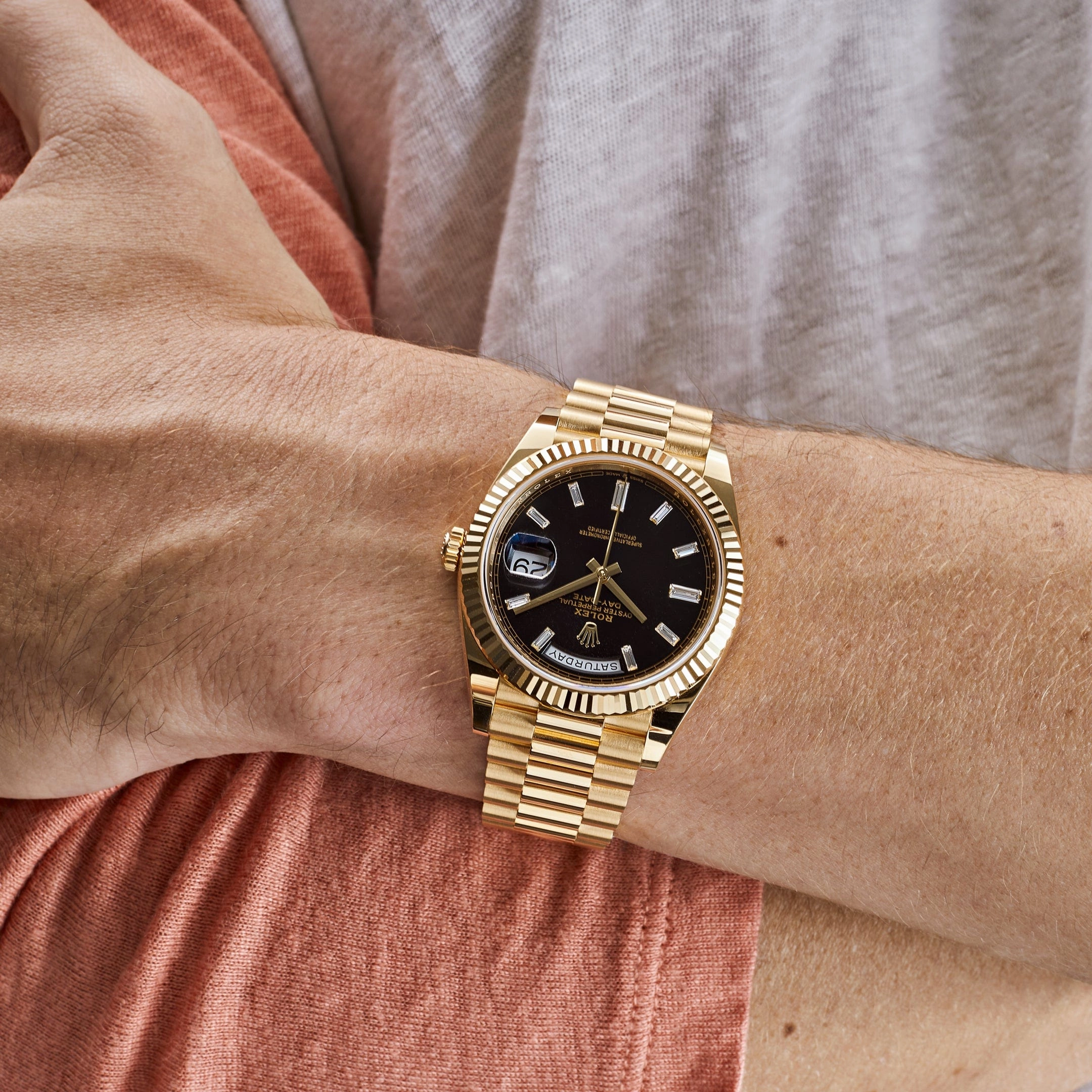 Rolex Day-Date 40 228238 Yellow Gold Black Baguette Diamond Dial (2022)