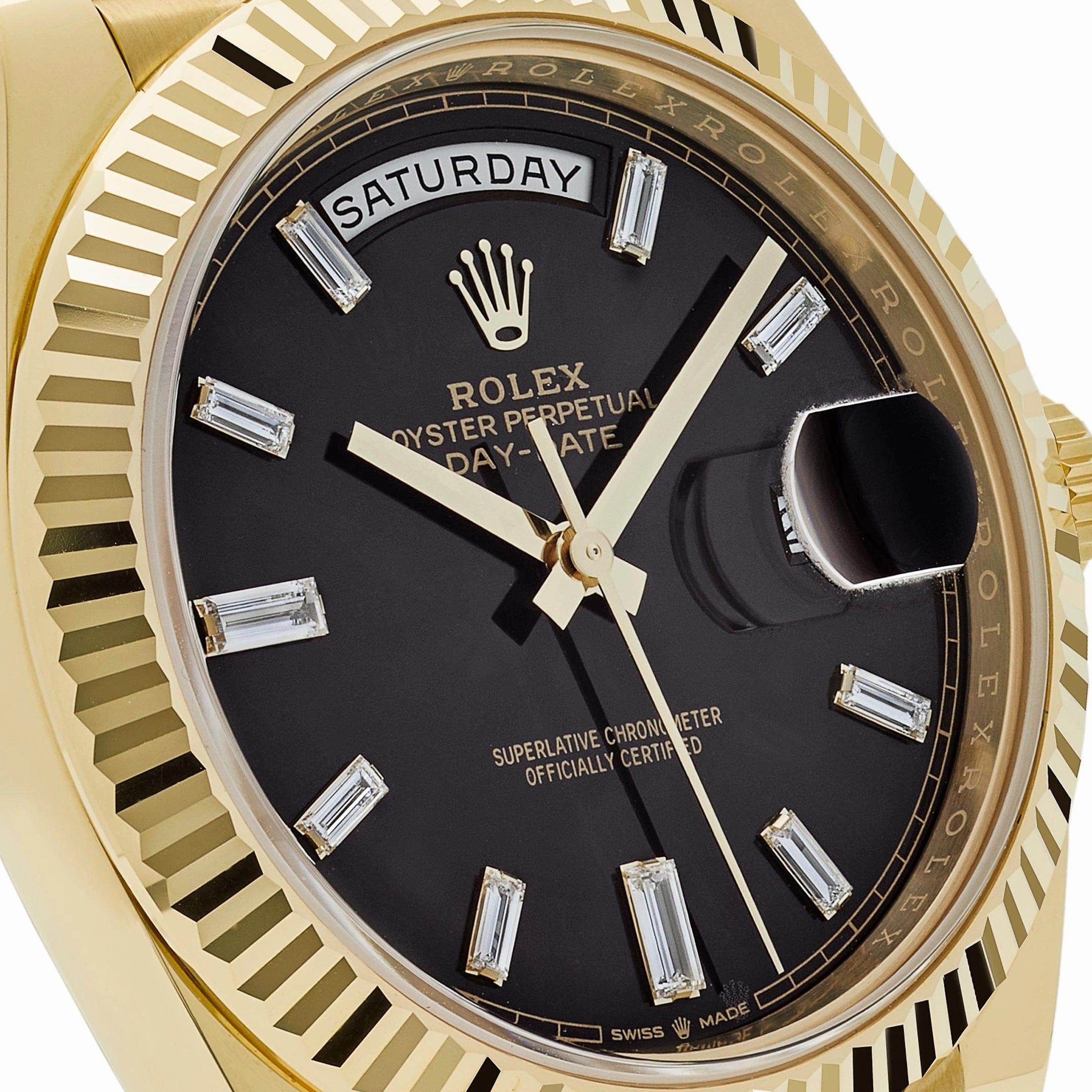 Rolex Day-Date 40 228238 Yellow Gold Black Baguette Diamond Dial (2022)