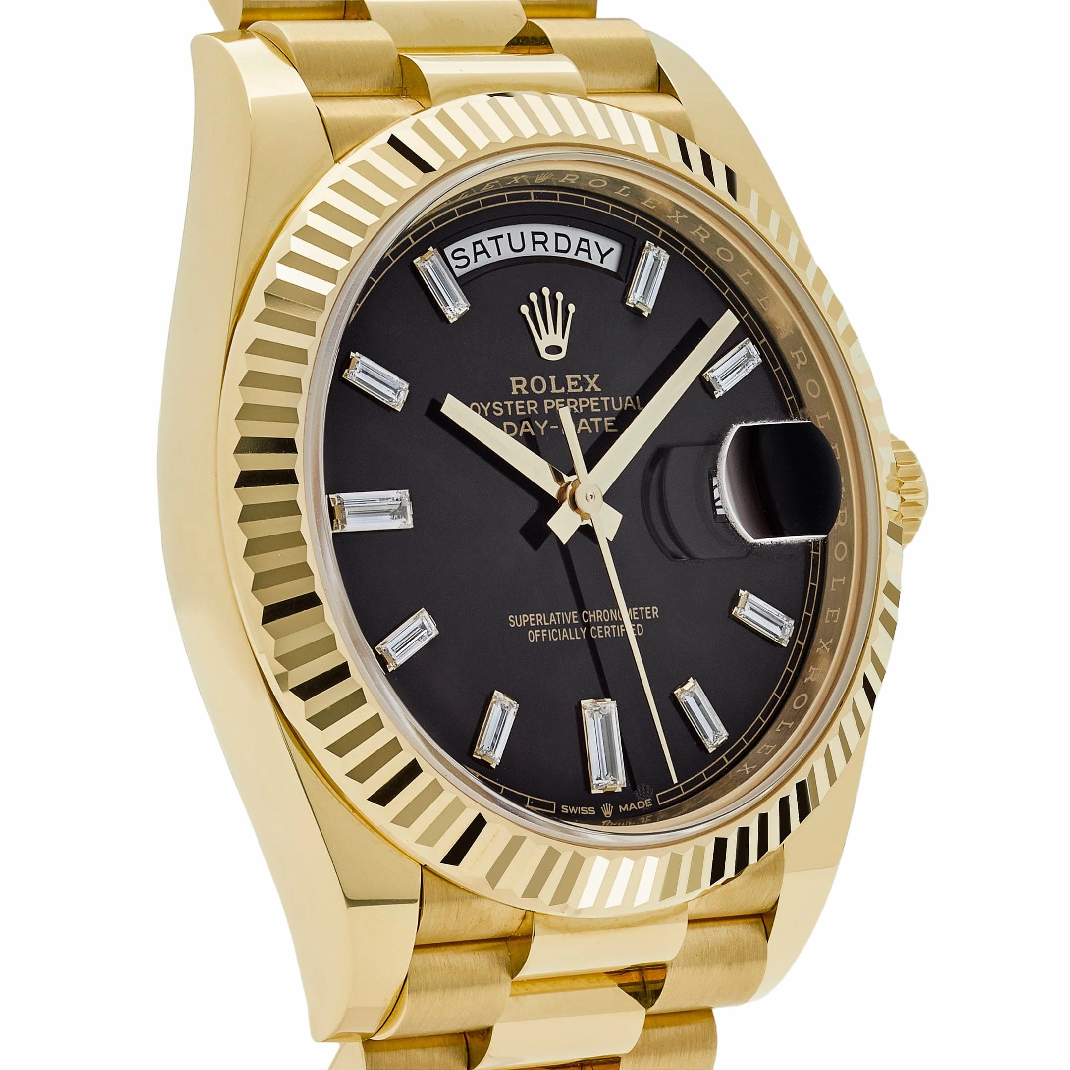 Rolex Day-Date 40 228238 Yellow Gold Black Baguette Diamond Dial (2022)