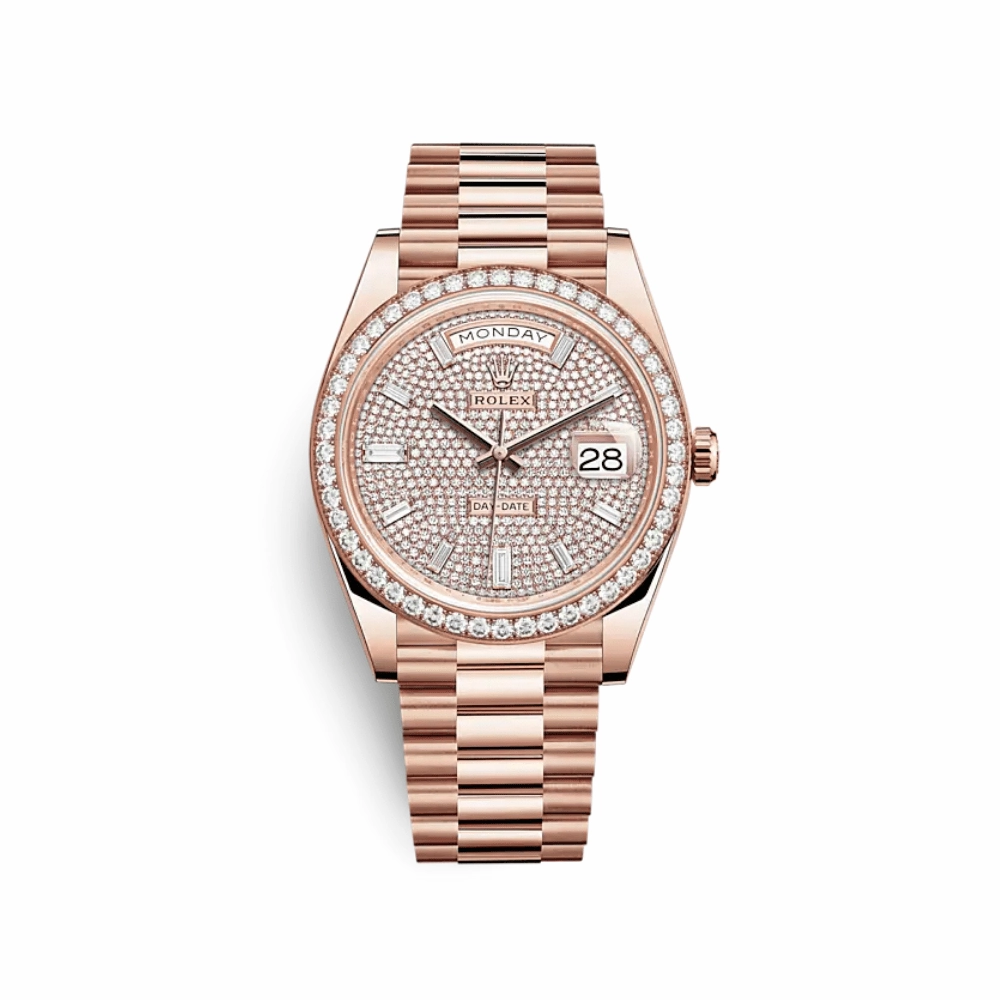Rolex Day-Date 40 228345RBR Rose Gold Diamond Bezel Diamond-Paved Dial
