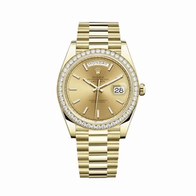 Rolex Day-Date 40 228348RBR Yellow Gold Diamond Bezel Champagne Dial