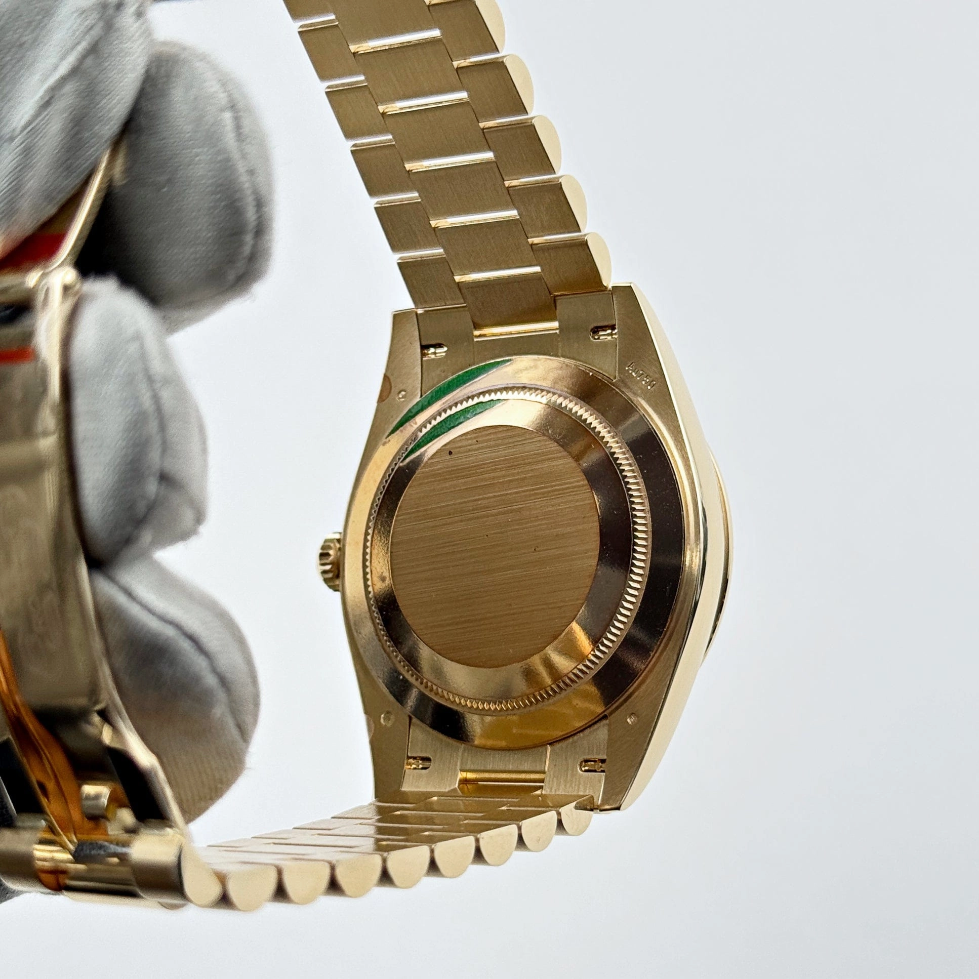 Rolex Day-Date 40 228348RBR Yellow Gold Green Roman Numeral Dial Diamond Bezel (2024)