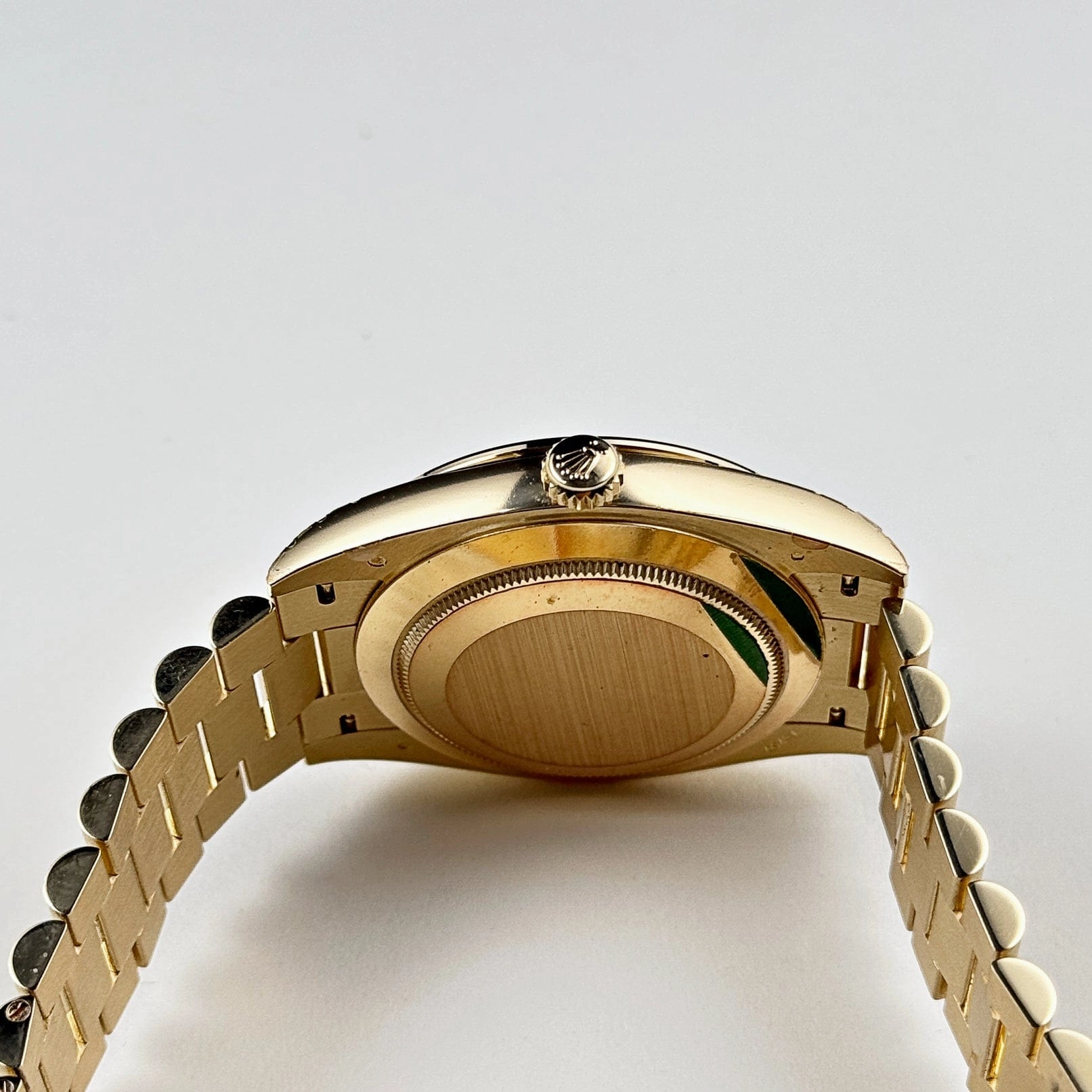 Rolex Day-Date 40 228348RBR Yellow Gold Green Roman Numeral Dial Diamond Bezel (2024)