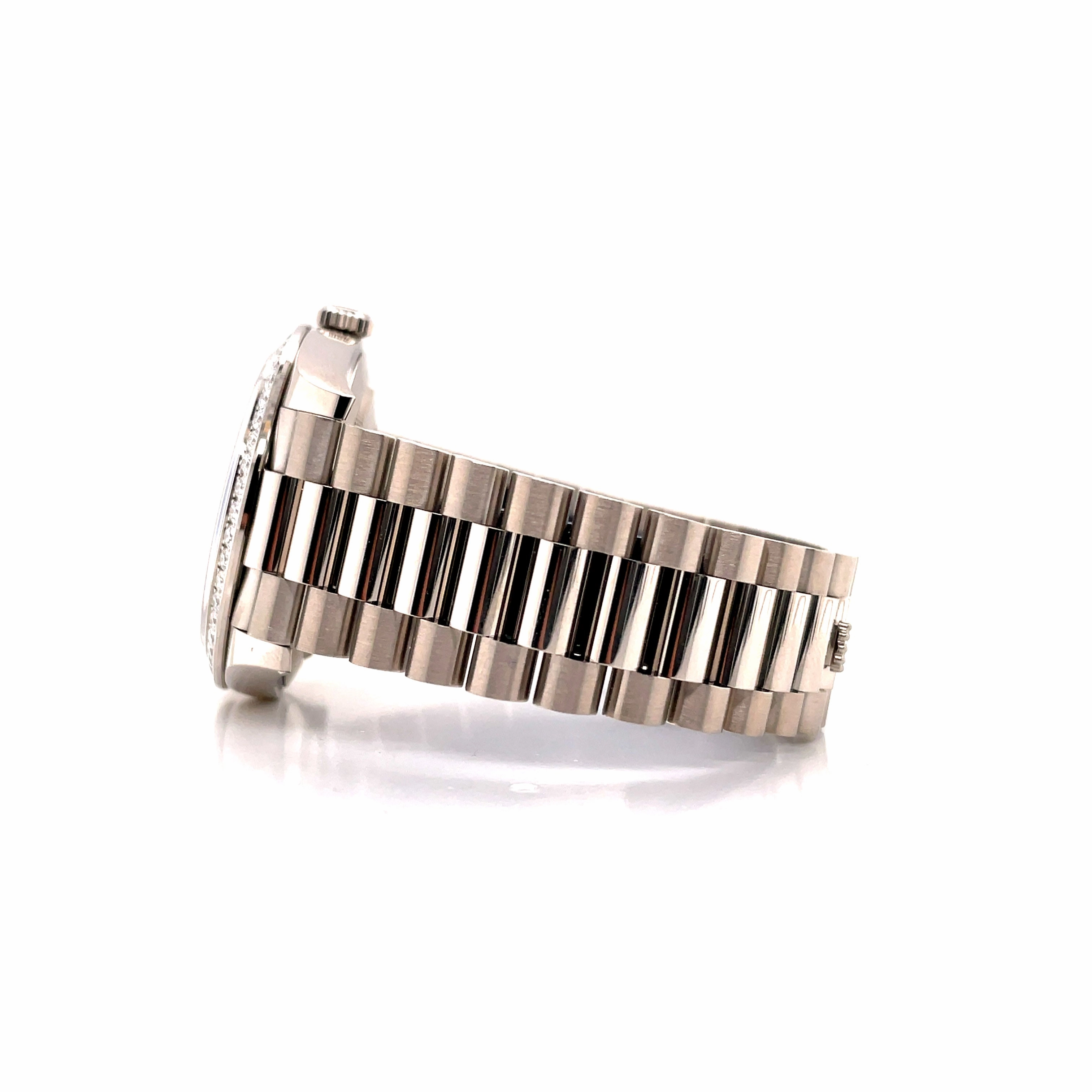 Rolex Day-Date 40 228349RBR White Gold Factory Diamond Bezel Factory Meteorite Dial Box and Papers Unworn