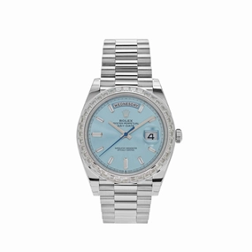 Rolex Day-Date 40 228396TBR Platinum Diamond Bezel Ice Blue Diamond Dial (2023)