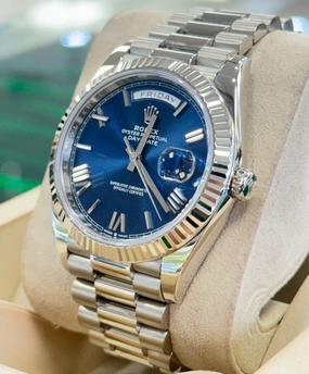 Rolex Day-Date 40mm 228239 Factory Blue Roman Dial Box and Papers MINT