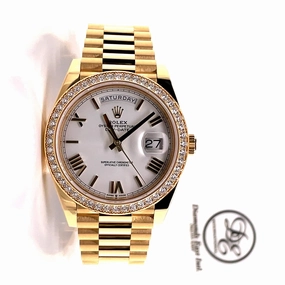 Rolex Day-Date 40mm 228348 RBR Factory Diamond Bezel White Roman Dial UNWORN