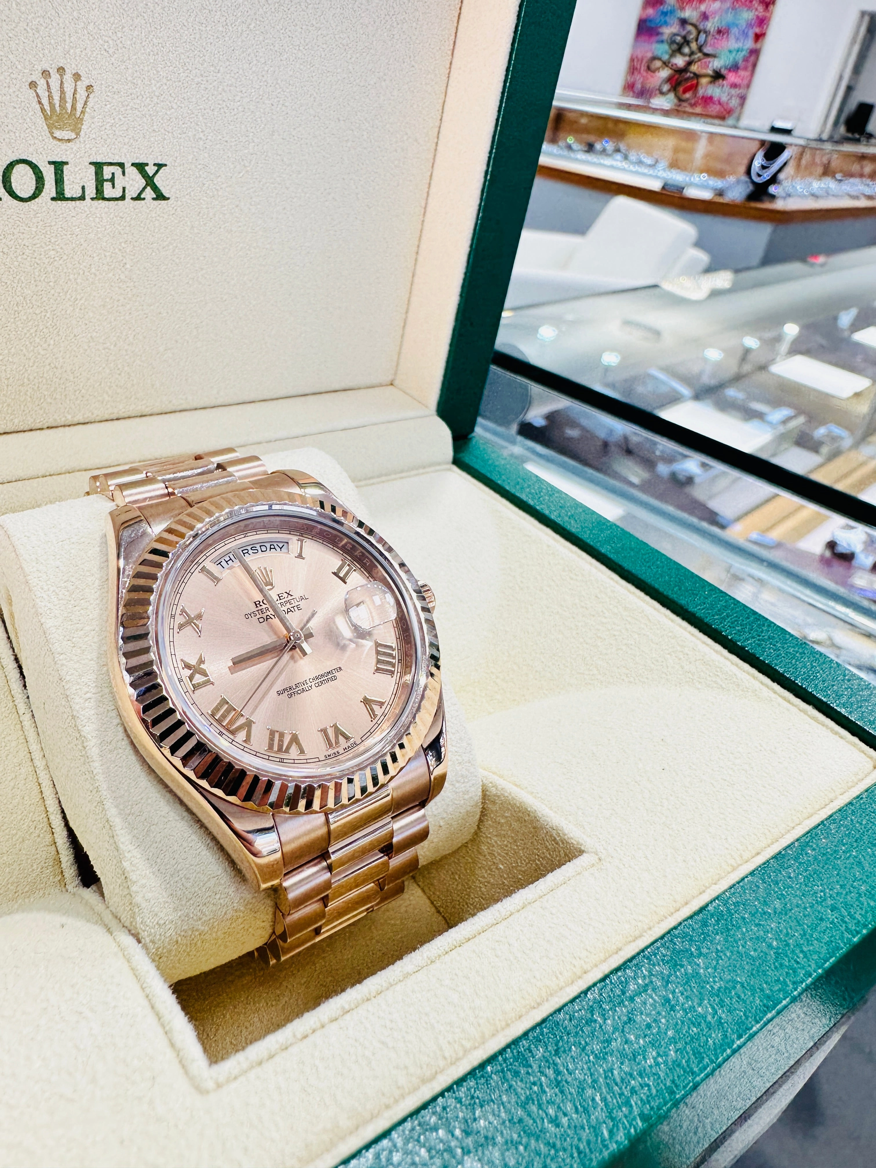 Rolex Day-Date II 218235 41 EverRose Rose Roman PreOwned