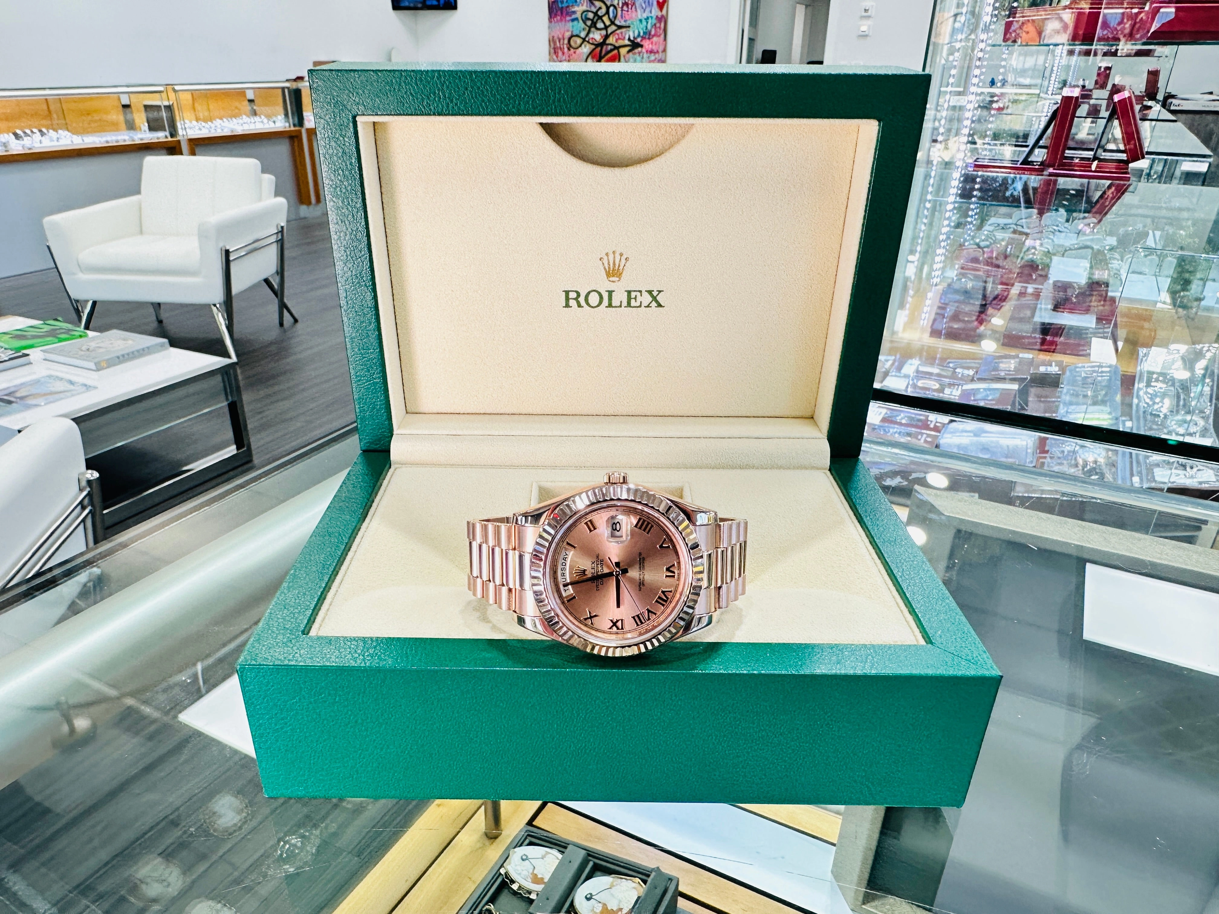 Rolex Day-Date II 218235 41 EverRose Rose Roman PreOwned