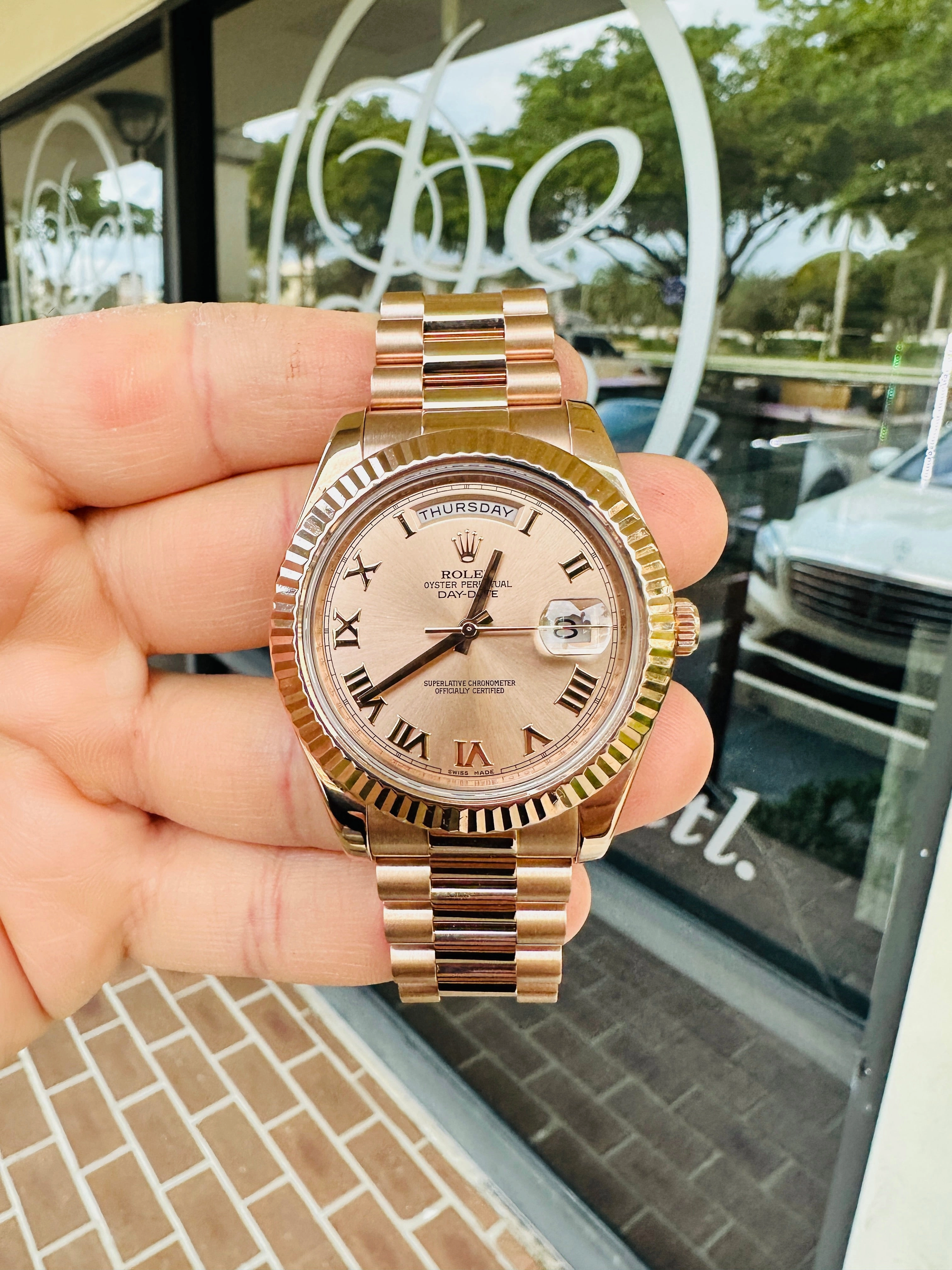 Rolex Day-Date II 218235 41 EverRose Rose Roman PreOwned