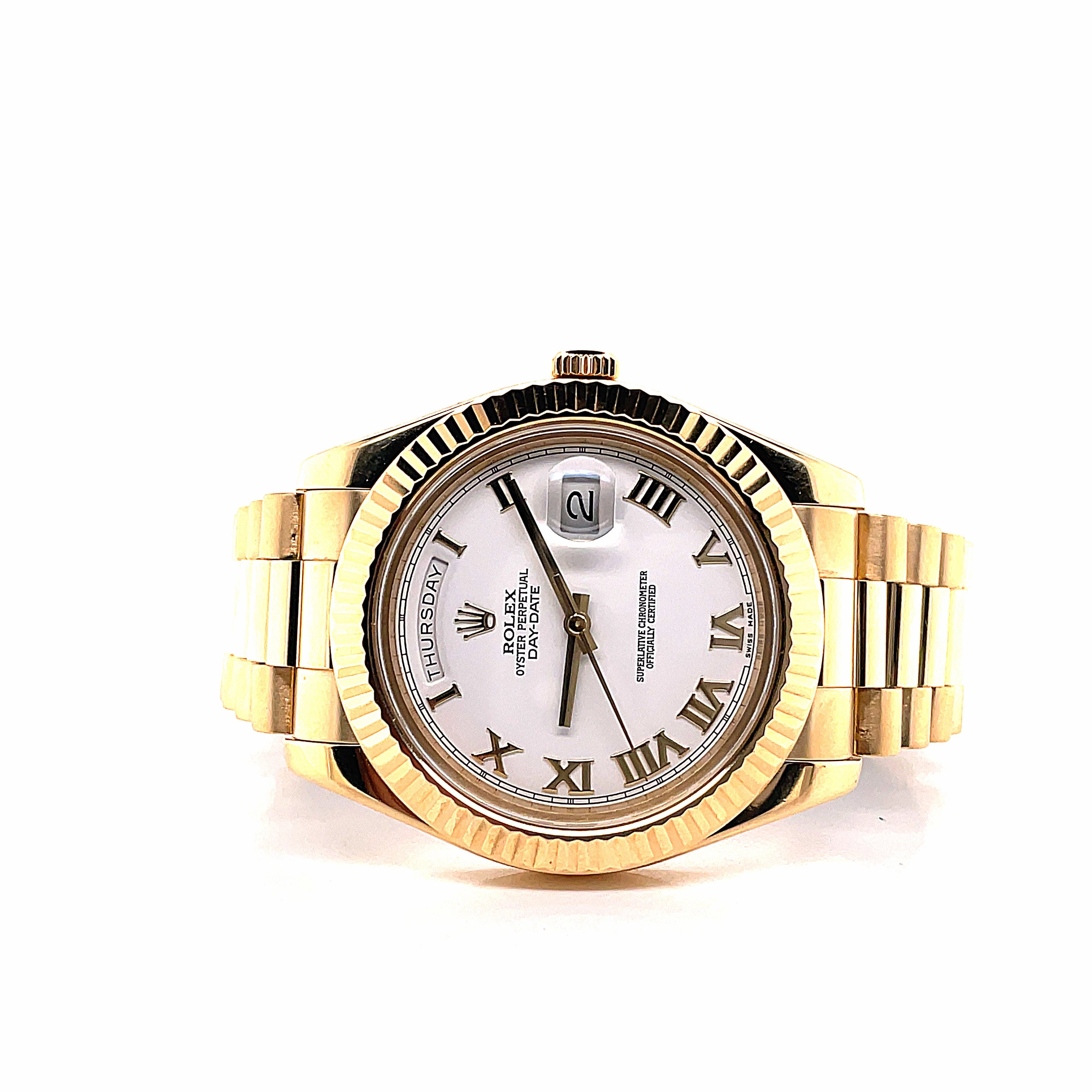 Rolex Day-Date II 41mm President 218238 18K Yellow Gold White Roman