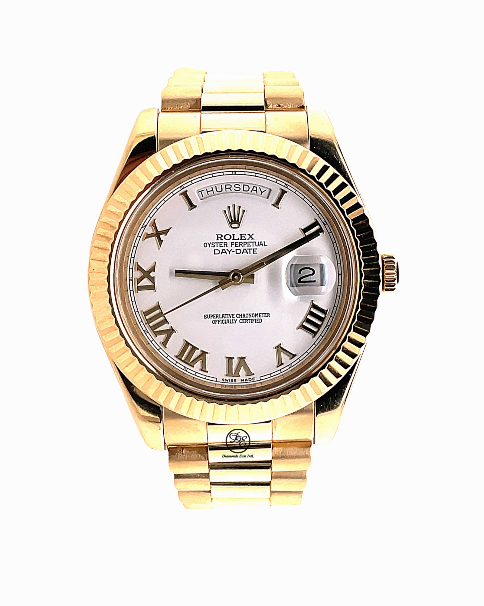 Rolex Day-Date II 41mm President 218238 18K Yellow Gold White Roman