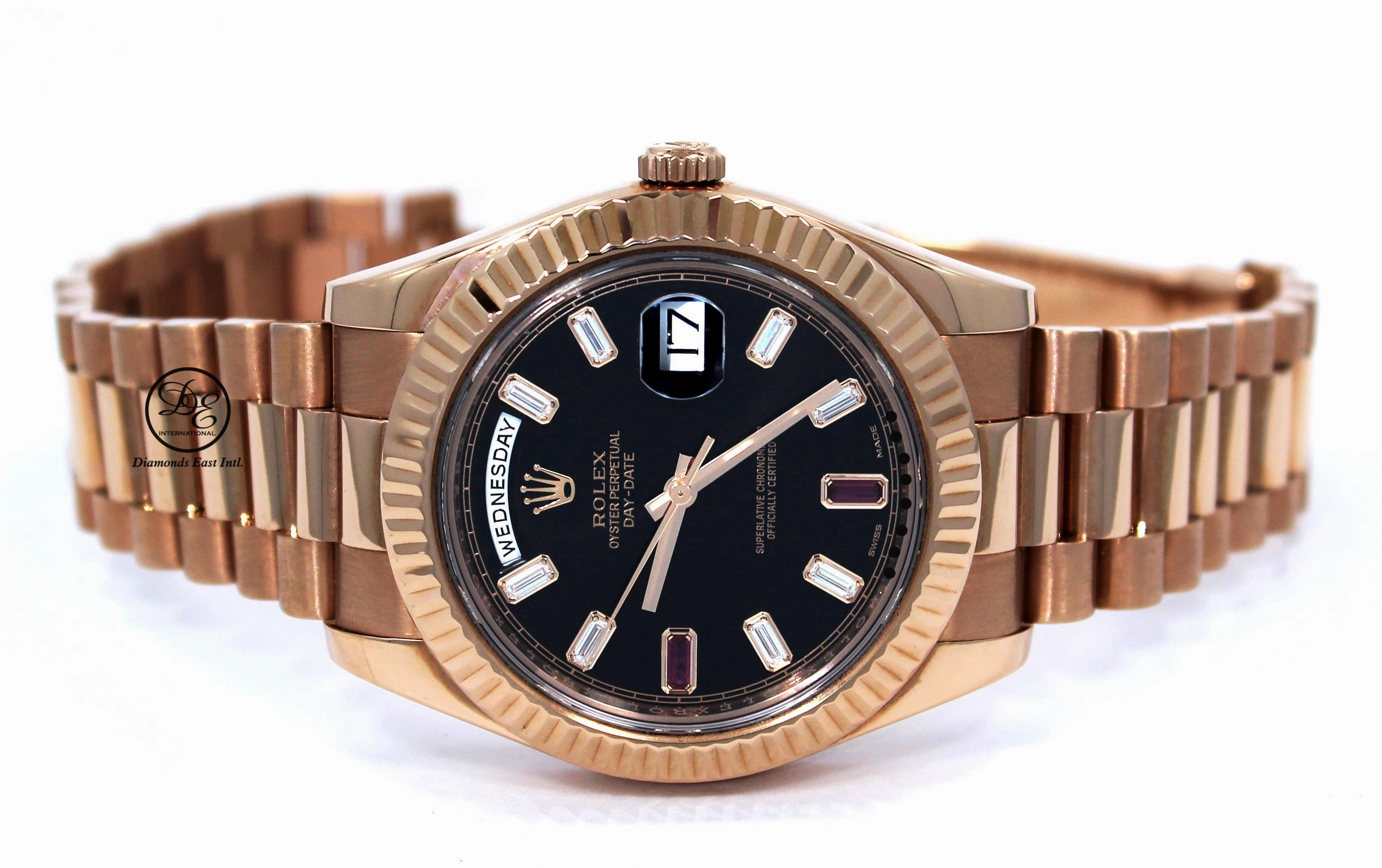 Rolex Day-Date II President 218235 18K Rose Gold FACTORY Ruby & Diamond Dial BOX/PAPER