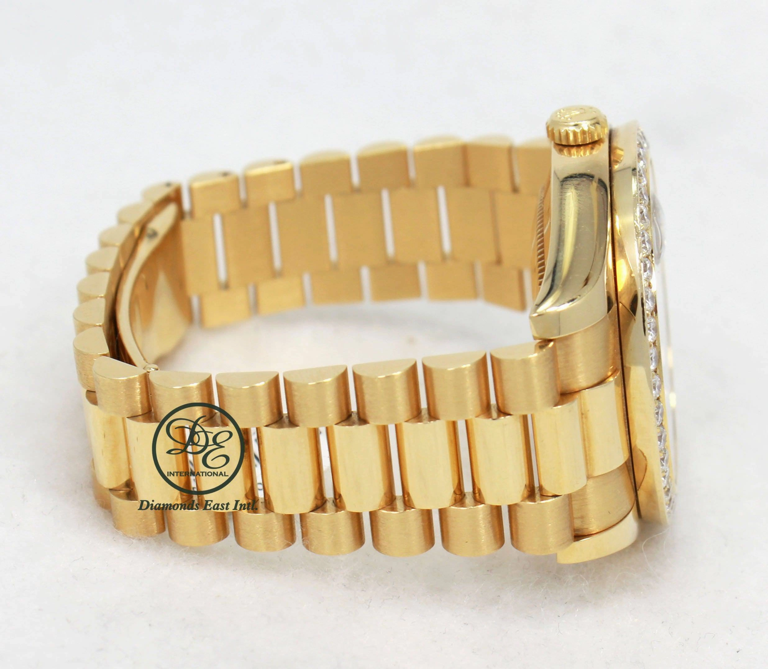 Rolex Day-Date II President 218238 18K Yellow Gold Pave Diamond Dial 3.25ct Bezel