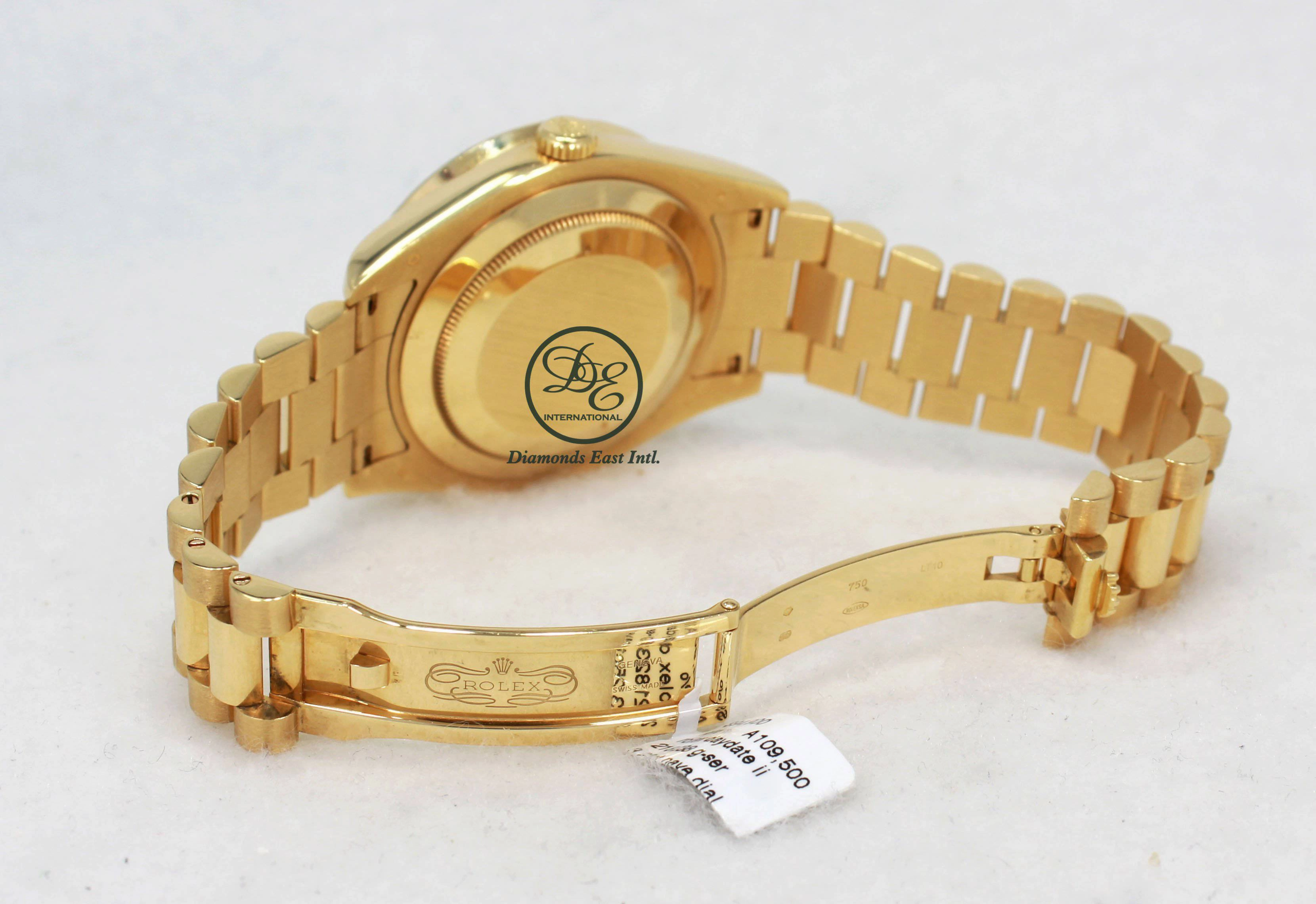 Rolex Day-Date II President 218238 18K Yellow Gold Pave Diamond Dial 3.25ct Bezel