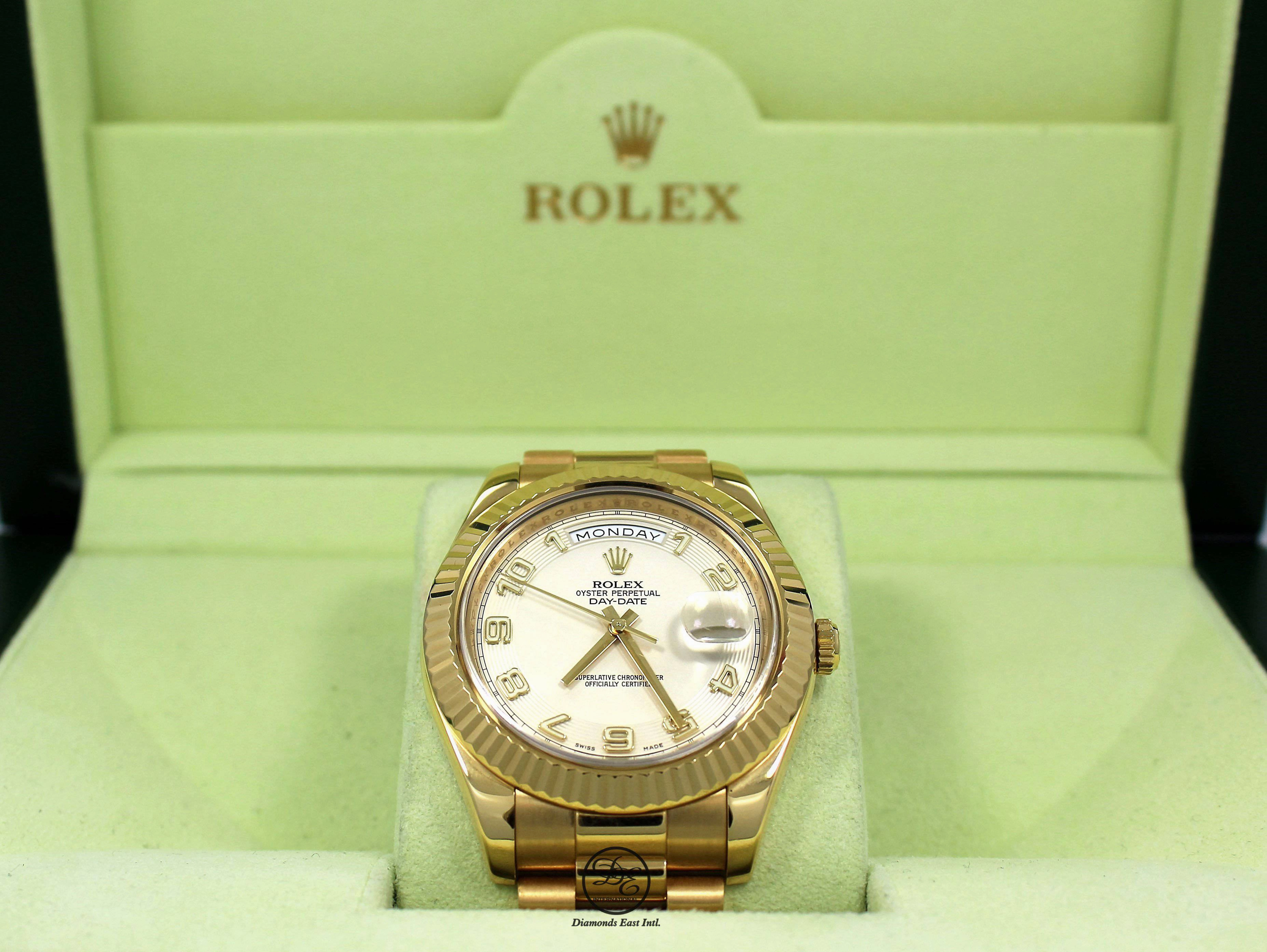 Rolex Day-Date II President 218238 Ivory Concentric Dial 18K Yellow Gold