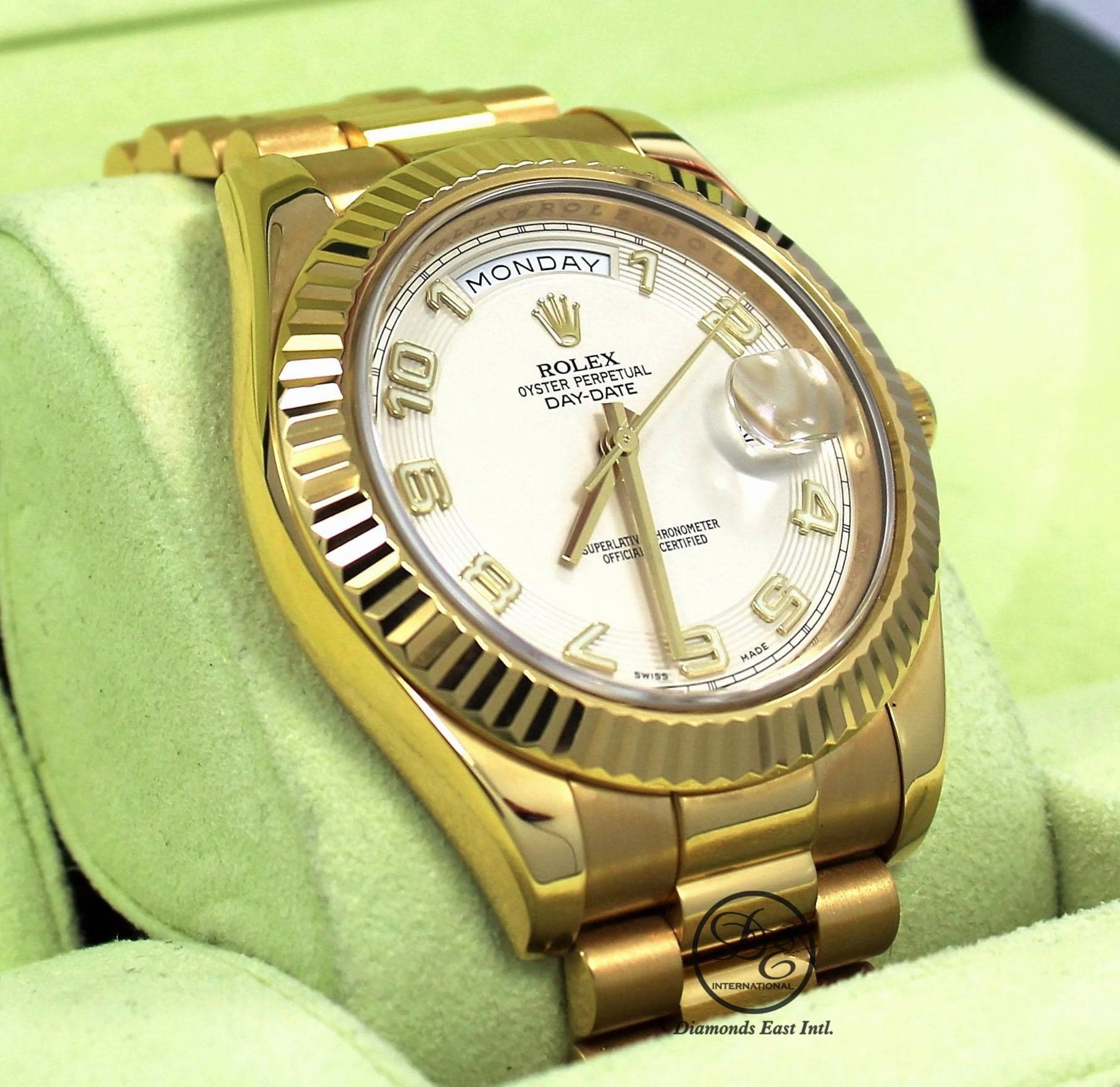 Rolex Day-Date II President 218238 Ivory Concentric Dial 18K Yellow Gold